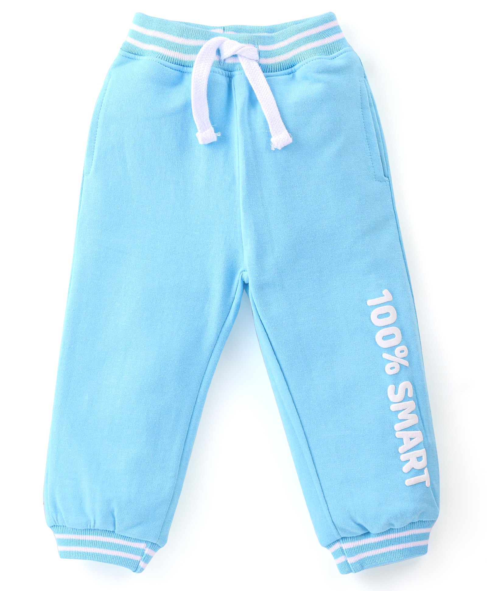 Babyhug Cotton Looper Full Length Lounge Pant With Placement Text Print - Blue-picture-28