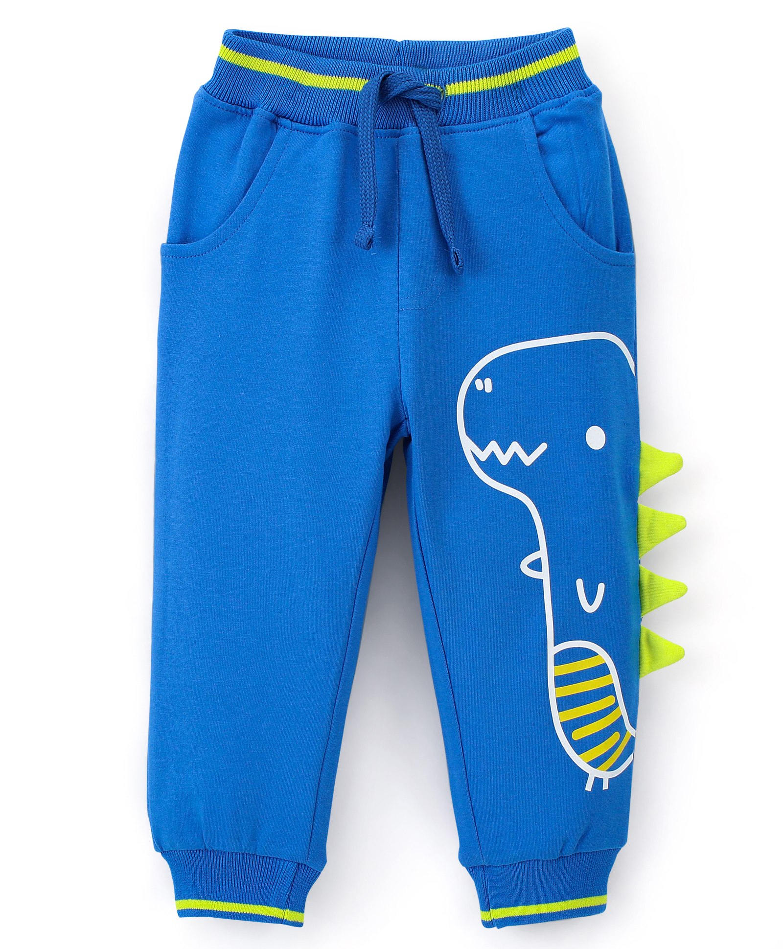 Babyhug Cotton Looper Knit Full Length Lounge Pant Dino Printed - Blue-picture-26