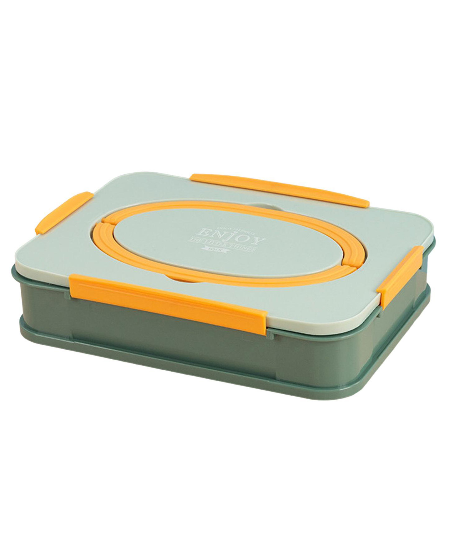 SVE 4 Grid Stainless Steel Lunch Box  With Spoon and Fork Bento Lunch Box-Green-picture-27
