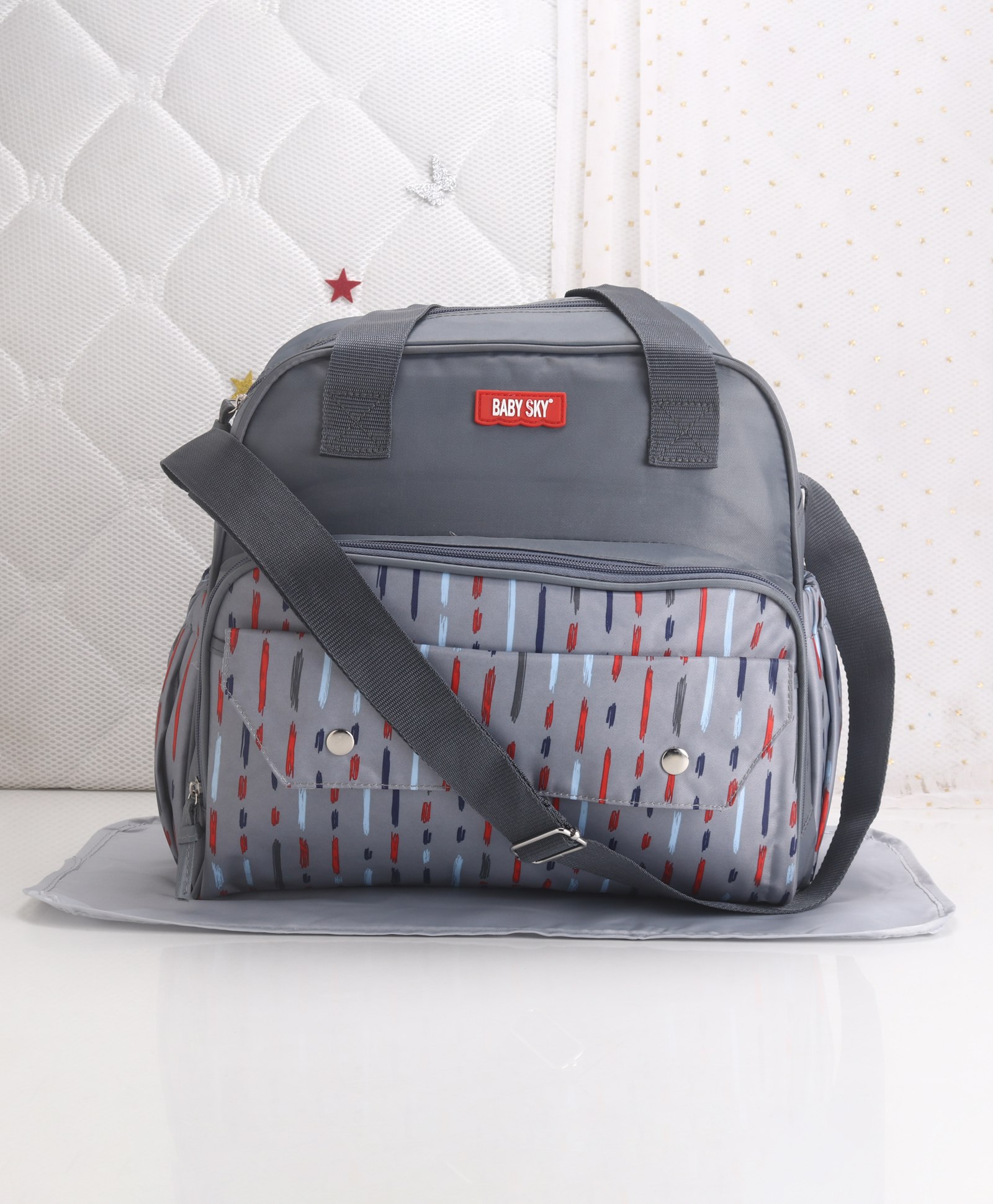 Classic Coloured Stripes Mother Bag (Color May Vary)-image-11