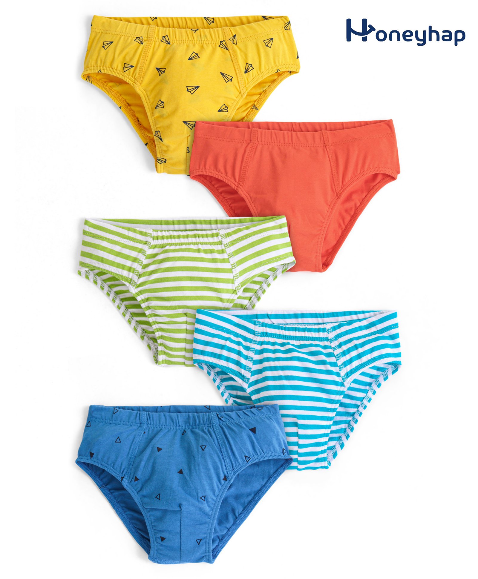 Honeyhap Premium Cotton Super Soft Stretchable Briefs With Silvadur Finish Pack Of 5 - Wild Lime French Blue & Nasturium-image-45