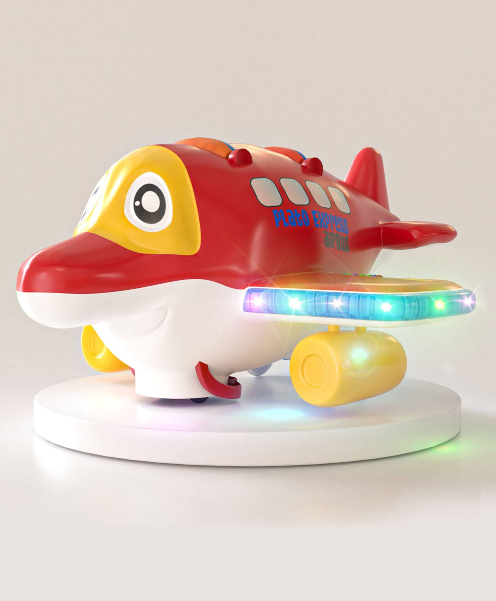 Funbee Plato Express 360 Degree Bump & Go Rotating Air Bus Toys for Kids with Flashing Lights & Sounds - Red-picture-16