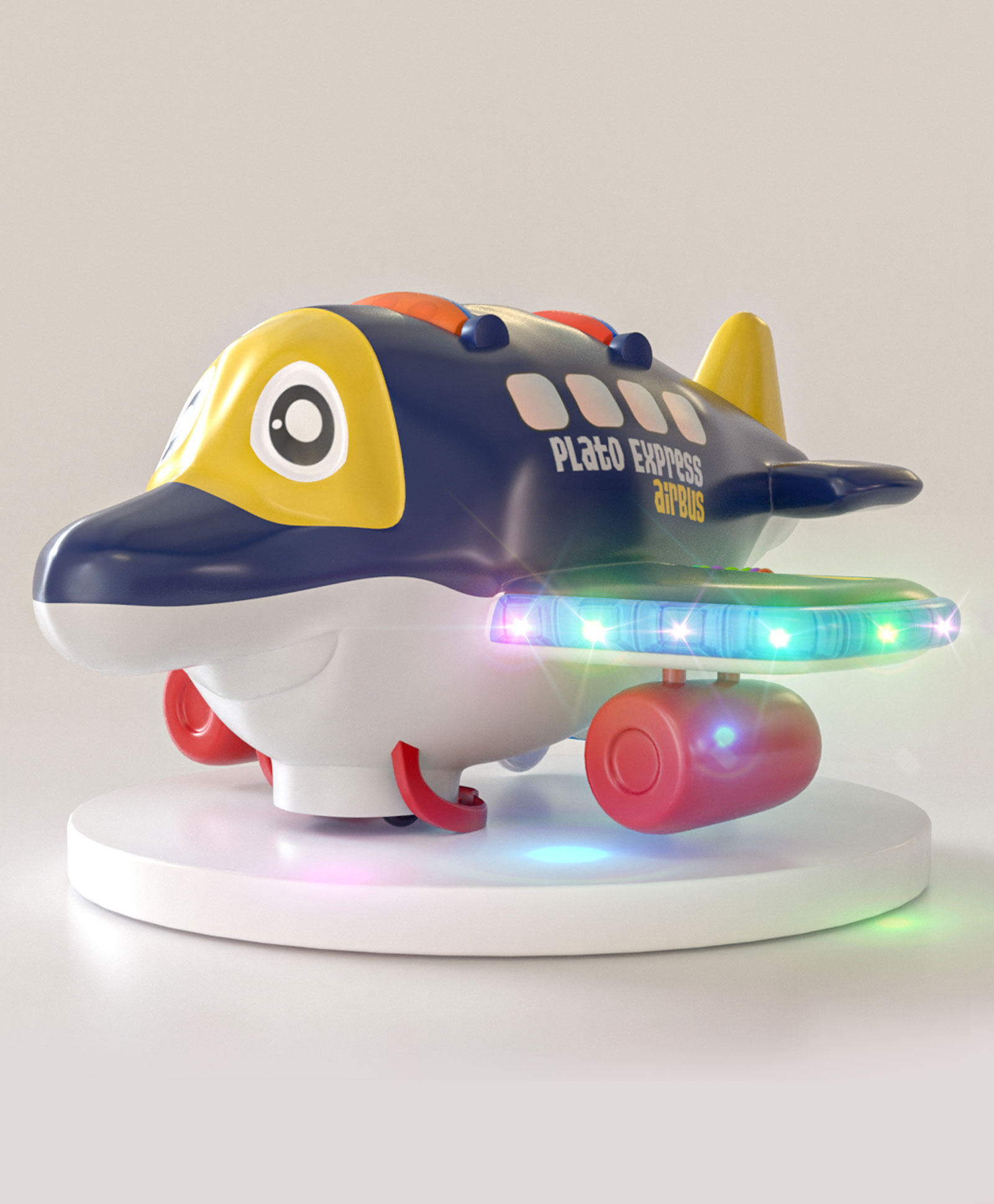 Funbee Plato Express 360 Degree Bump & Go Rotating Air Bus Toys for Kids with Flashing Lights & Sounds - Dark Blue-picture-19