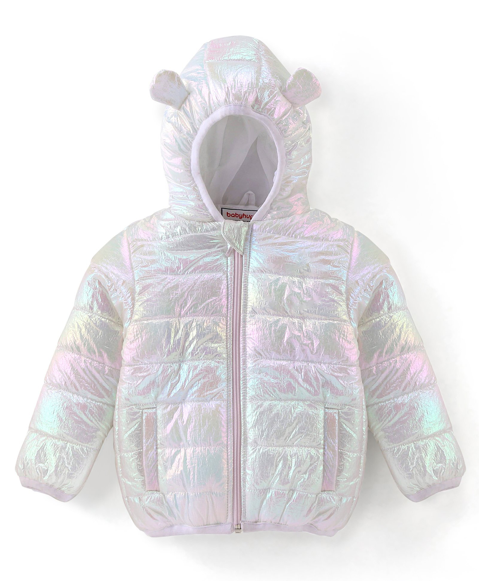 Babyhug Woven Full Sleeves Hoodie With Star Patch - White-image-26