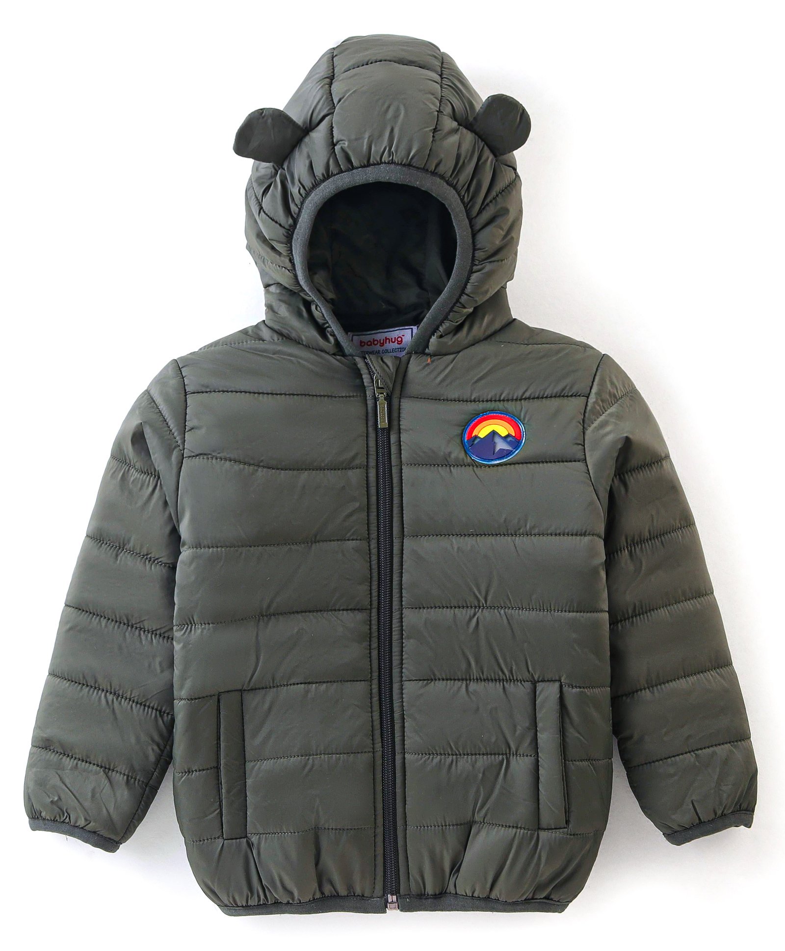 Babyhug Full Sleeves Hooded Jacket - Olive Green-image-11