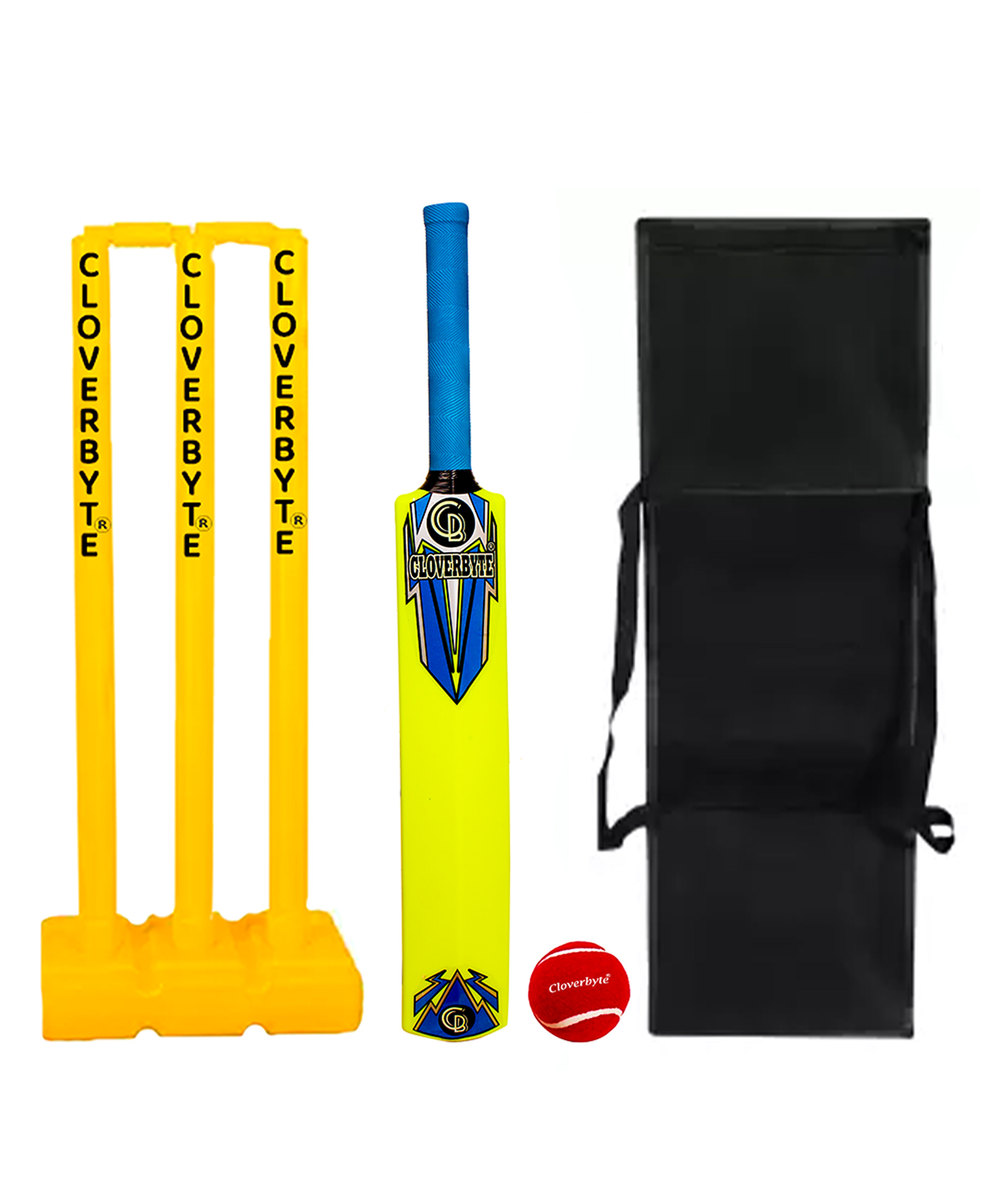 CLOVERBYTE Junior Cricket kit 5 No. Bat With Stump Tennis Ball & Cover For Junior-Blue-image-5