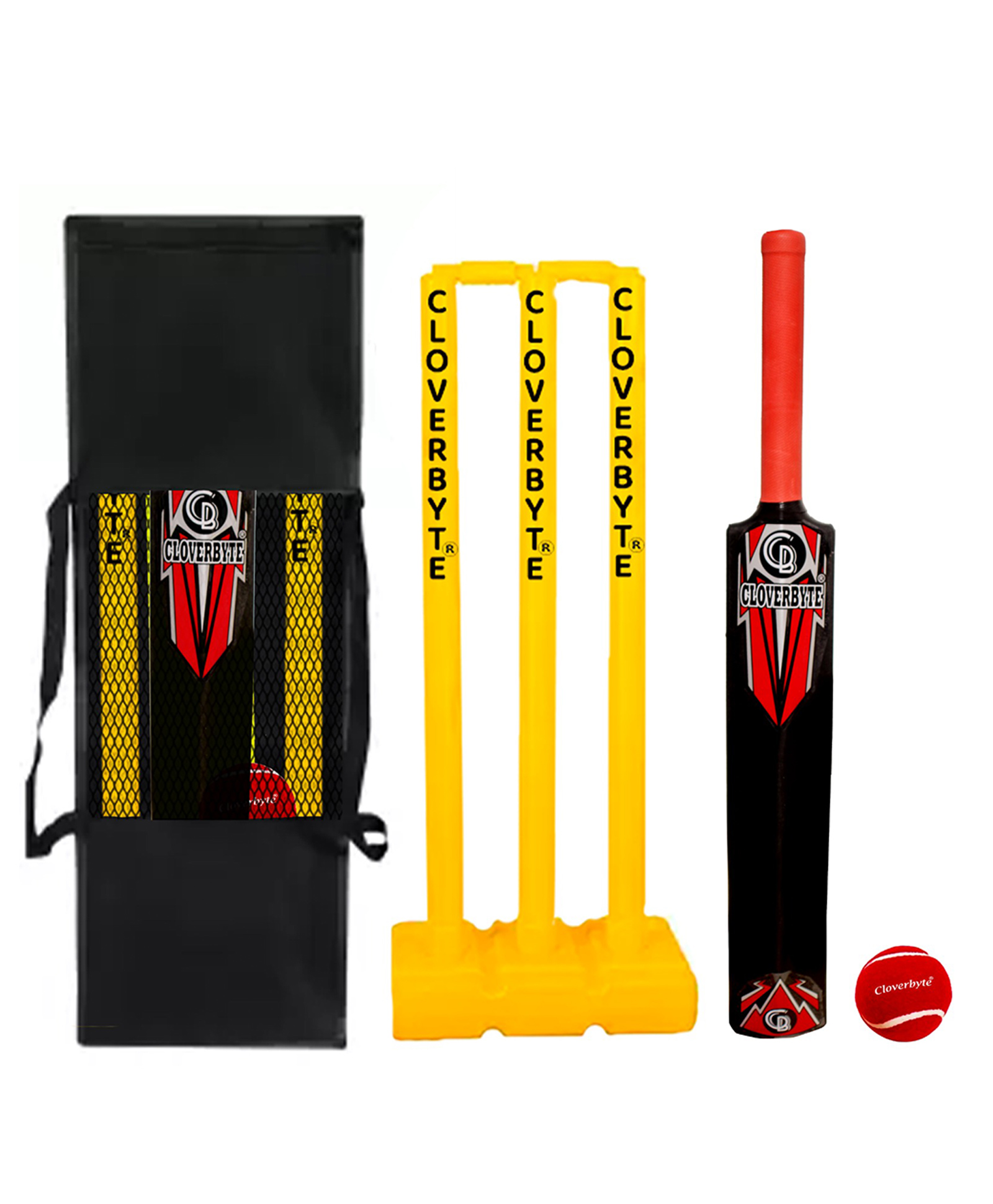 CLOVERBYTE Junior Cricket kit 5 Number Bat With Stump Tennis Ball & Cover For Junior- Red-image-39