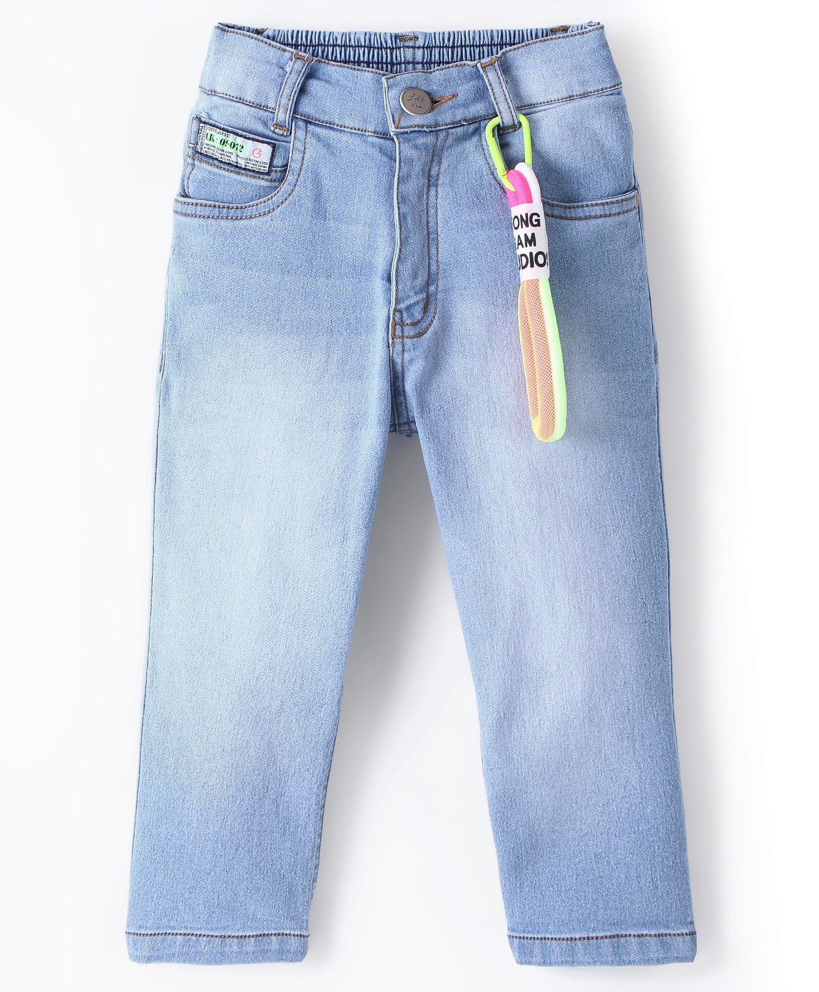 Little Kangaroos  Full Length Relaxed Fit Stretchable Denim Jeans  with Removable Accessory - Light Blue-picture-14
