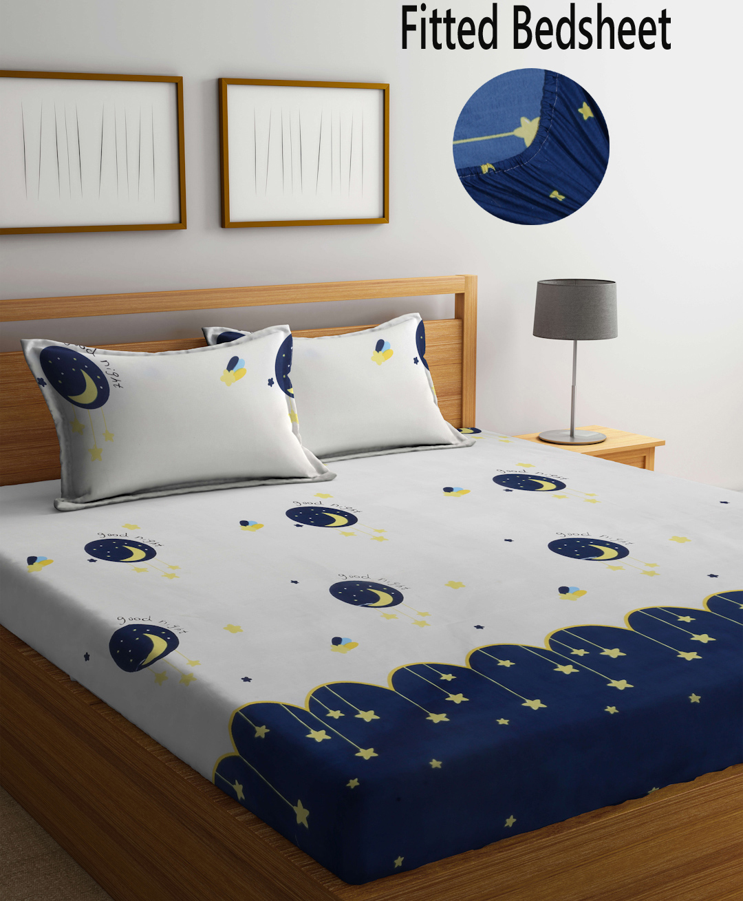 FABINALIV Cartoon Print 300 TC Cotton Blend King Size Fitted Double Bedsheet with 2 Pillow Covers - Multicolor-picture-13