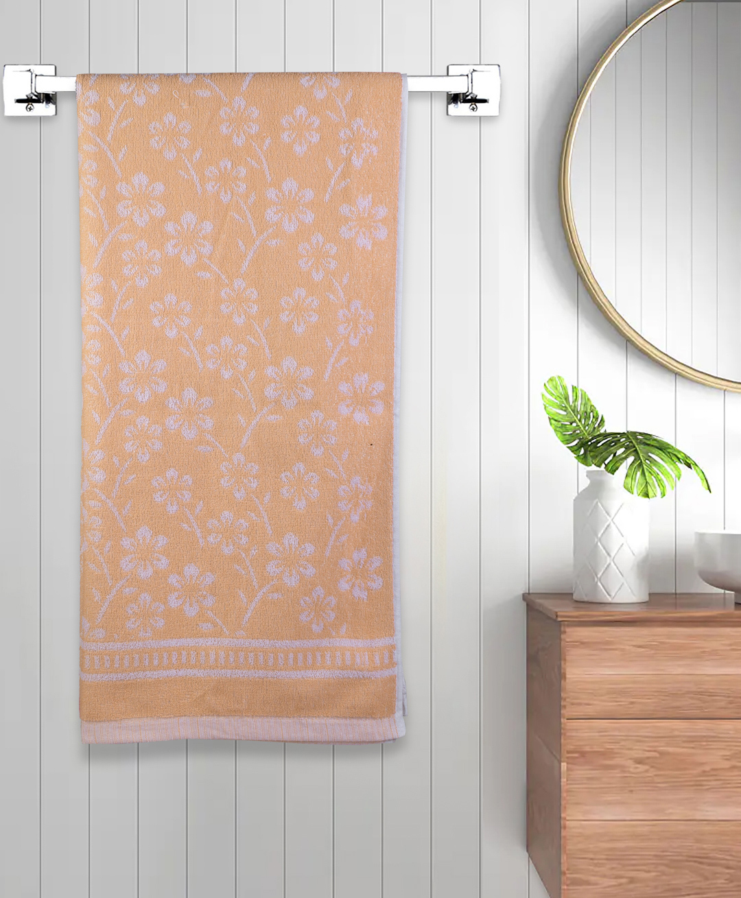 FABINALIV Floral 300 GSM Cotton Bath Towel  L 145 X B 70 cm - Yellow-image-20