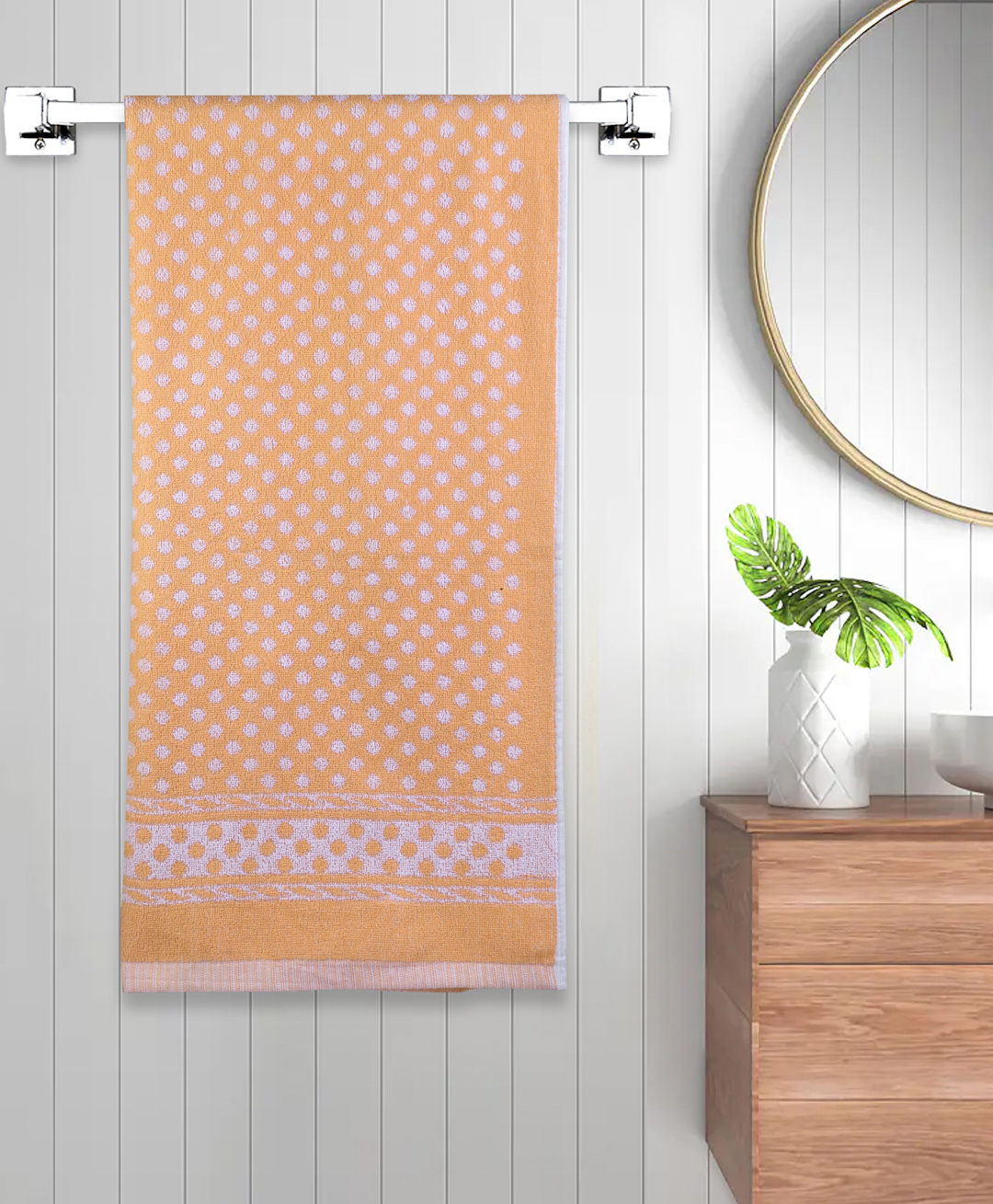 FABINALIV Polka Dot 300 GSM Cotton Bath Towel  L 145 X B 70 cm - Yellow-image-22
