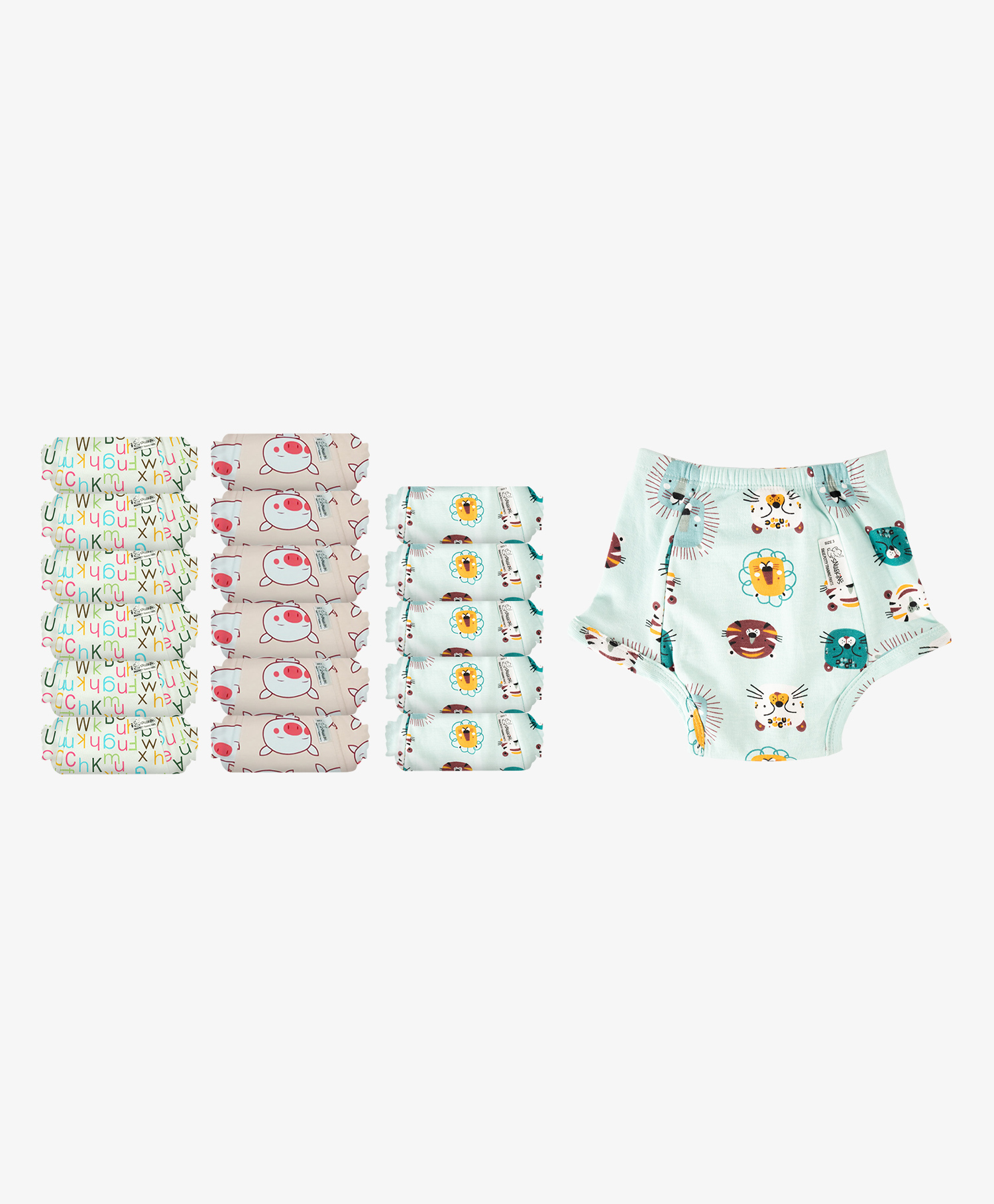 Snugkins Reusable Potty Training Underwear 100% Cotton Size 3 Snug Farm & Kindergarten Tales- Pack of 18-picture-33