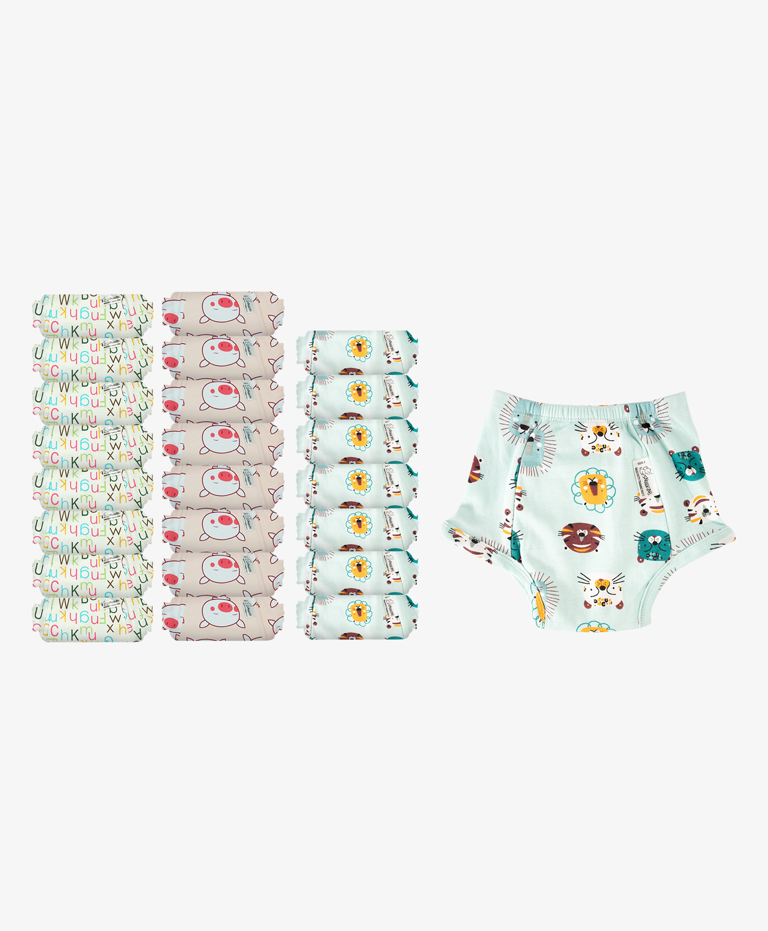 Snugkins Reusable Potty Training Underwear 100% Cotton Size 2 Snug Farm & Kindergarten Tales- Pack of 24-picture-13