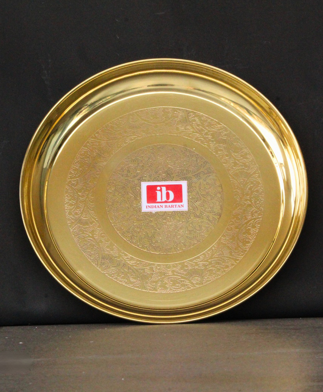 Indian Bartan Brass Round Thal - Circumference 28 cm-picture-44