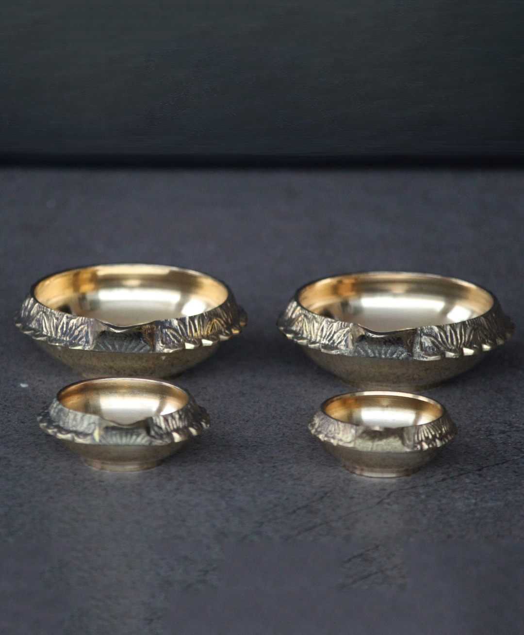 Indian Bartan Handcrafted Brass Diya's (Set of 4)-picture-10