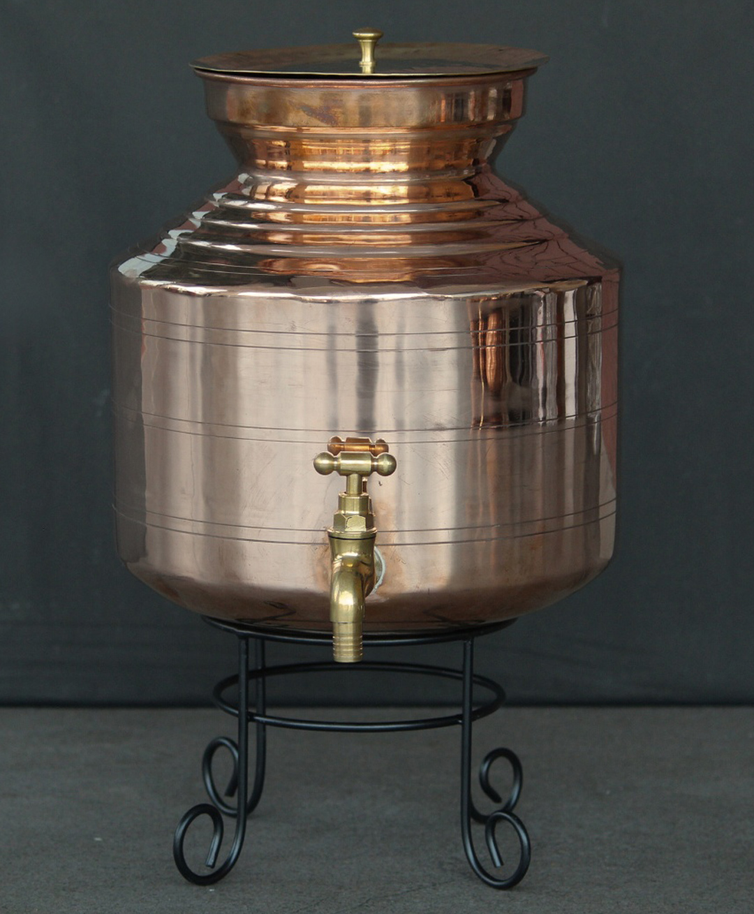 Indian Bartan Copper Water Dispenser With Glass - 10000 ml