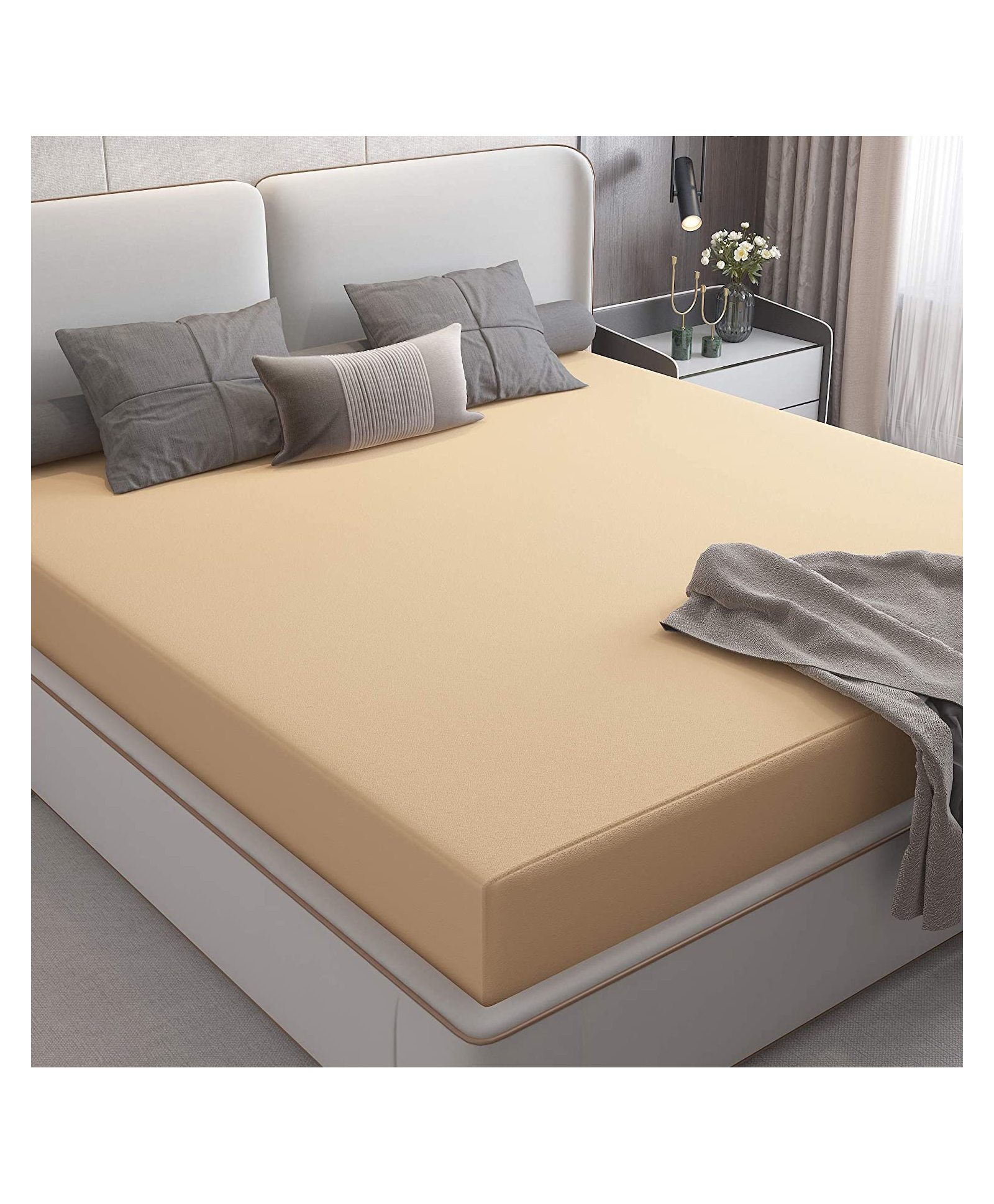 JARS Collections Terry Cotton Waterproof  Mattress Protector for Double Size Bed Fits upto 8 Inch Mattress - Beige-picture-34