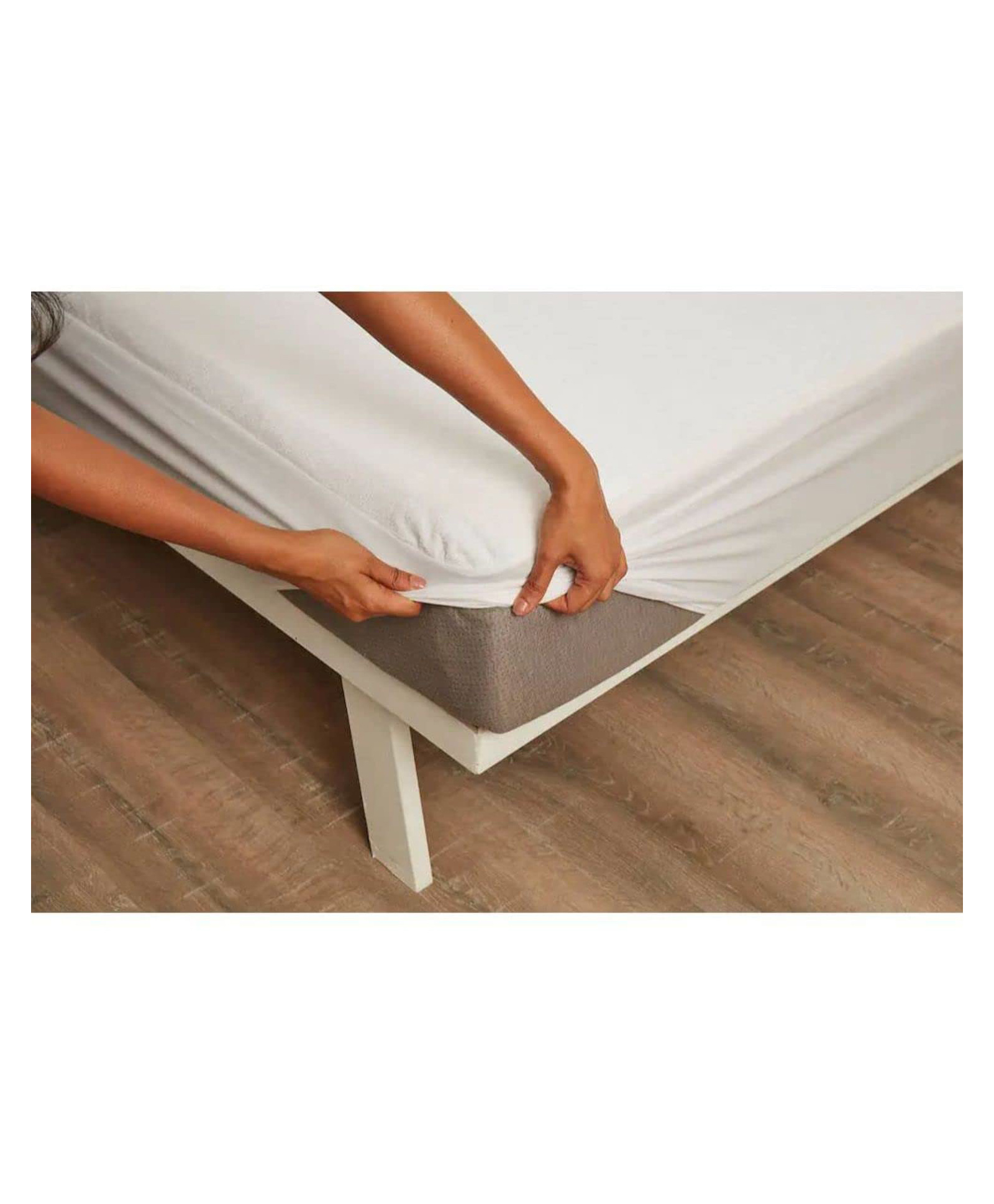JARS Collections Terry Cotton Waterproof  Mattress Protector for Double Size Bed Fits upto 8 Inch Mattress - White-picture-35