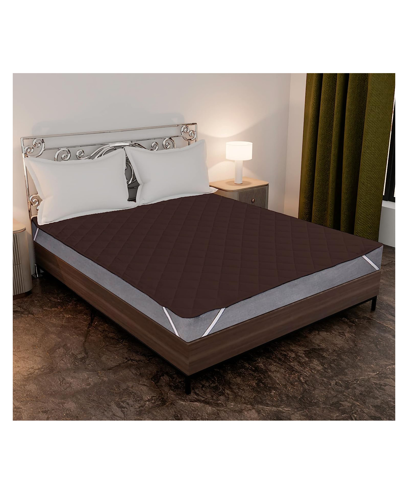 JARS Collections  Cotton Quilted Waterproof  Mattress Protector for Double Size Bed Fits upto 8 Inch Mattress - Brown-picture-36