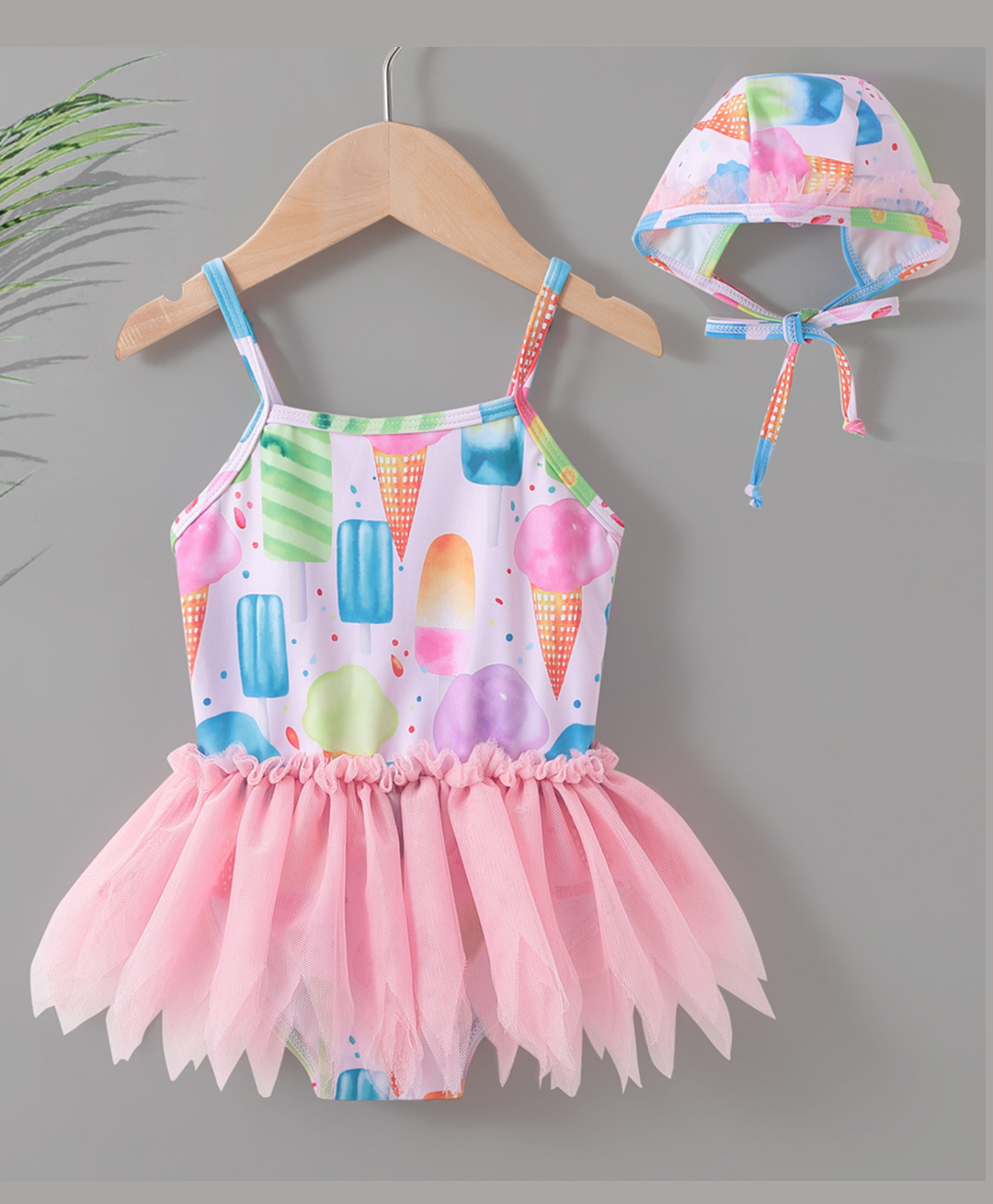 Babyhug Sleeveless Frock Swimsuit Ice Cream Print - Pink-image-25