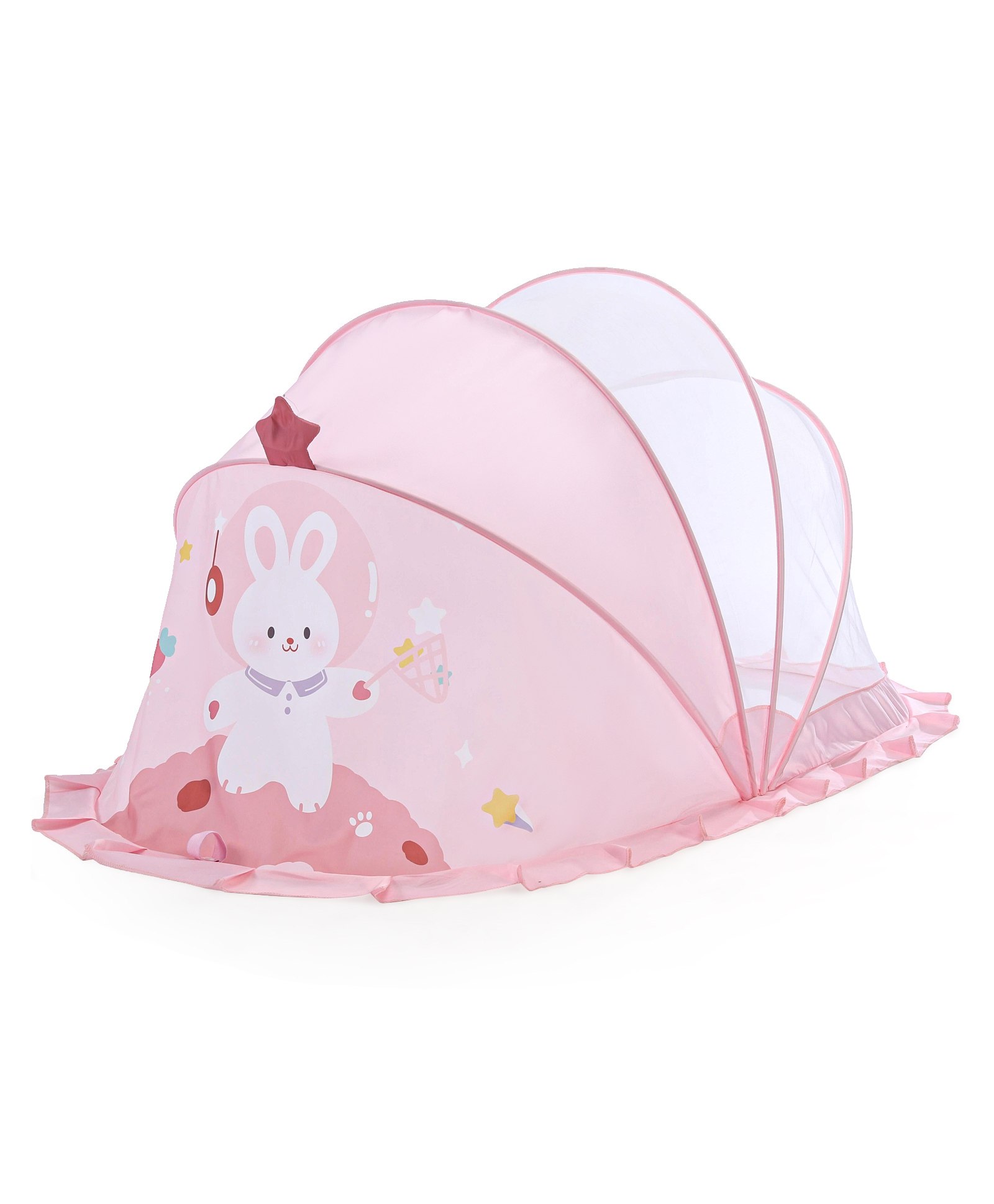 Babyhug Foldable Mosquito Net Large Size Bunny Theme - Pink
