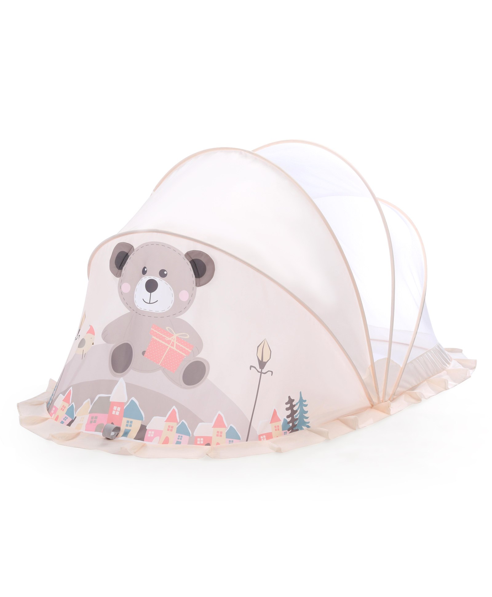 Babyhug Foldable Mosquito Net Large Size Bear Theme - Beige