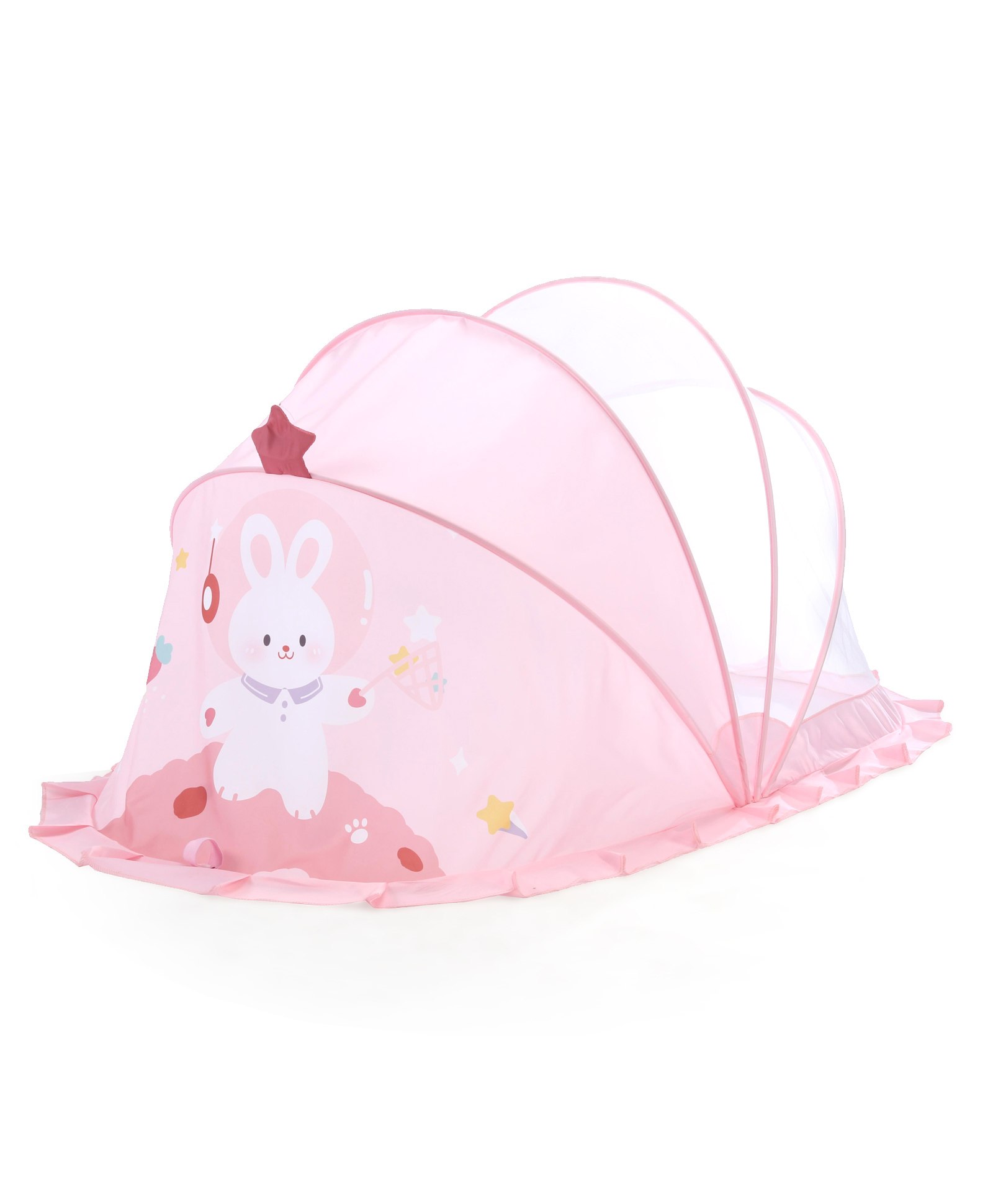Babyhug Foldable Mosquito Net Small Size Bunny Theme - Pink