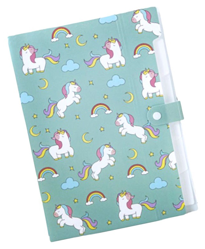 FunBlast Unicorn Theme File Folder with 6 Pockets  Green-picture-30