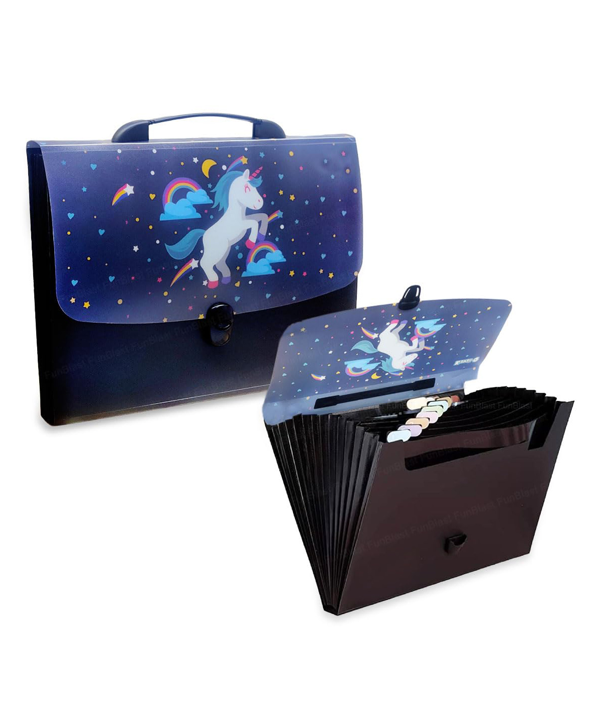 FunBlast Unicorn Theme File Folder with Handle and Push Lock  Random Color-picture-26