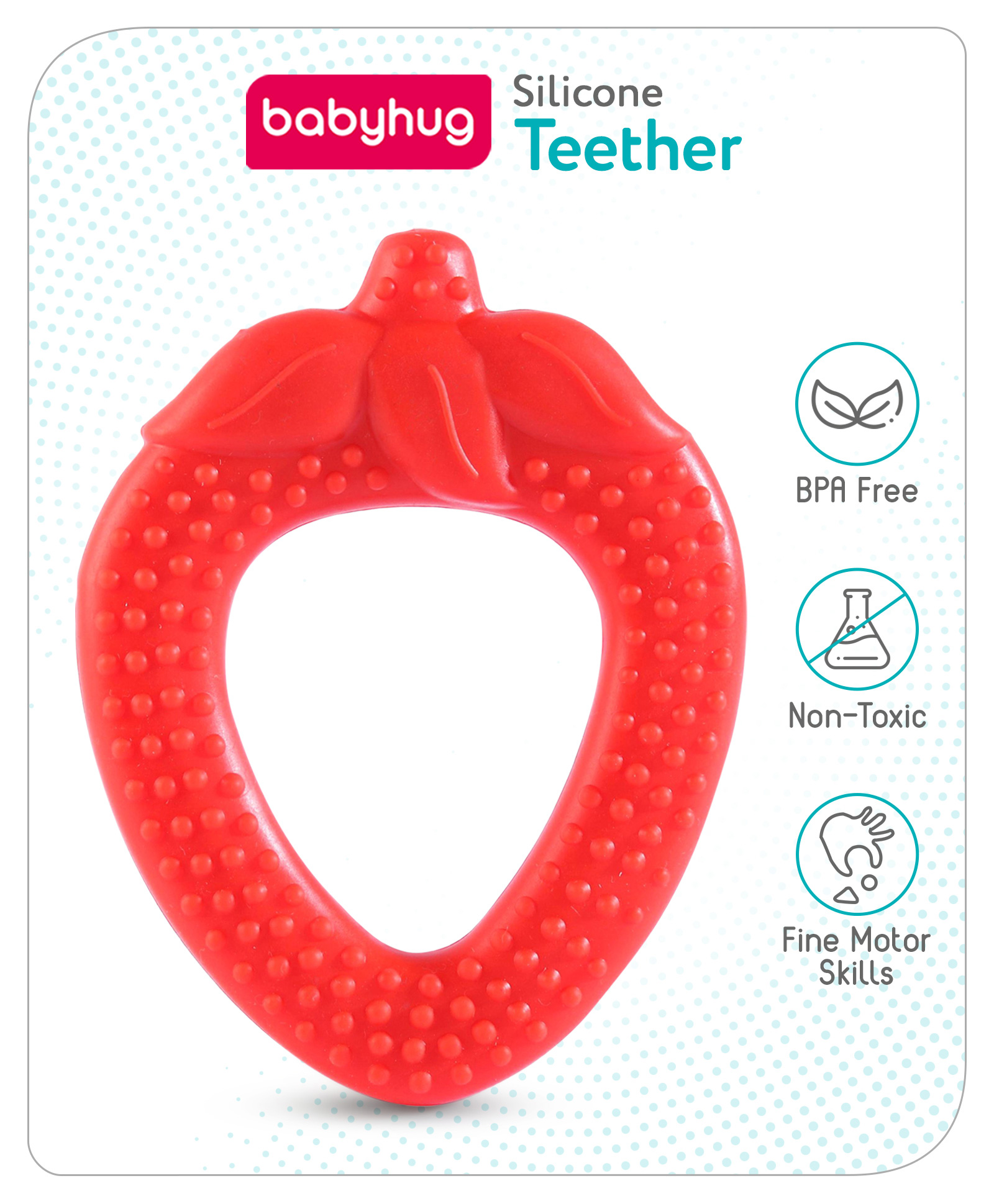 Babyhug  Strawberry Shaped Silicone Teether - Red-image-19