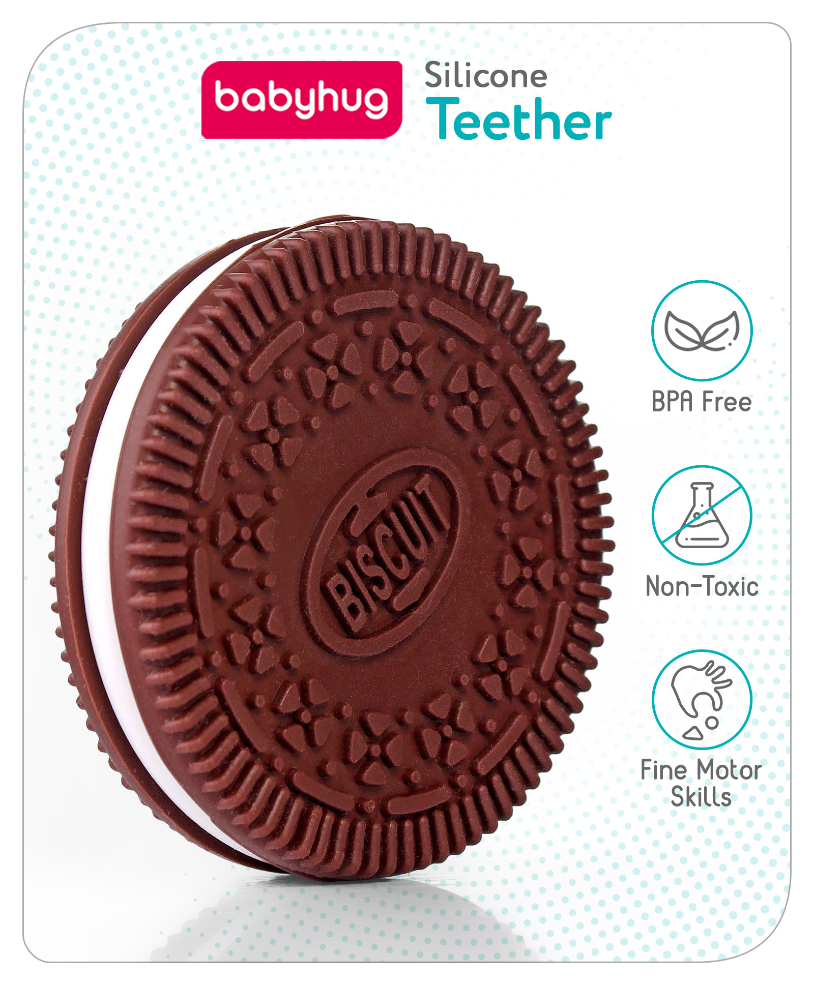 Babyhug Cookie Shaped Silicone Teether - Brown