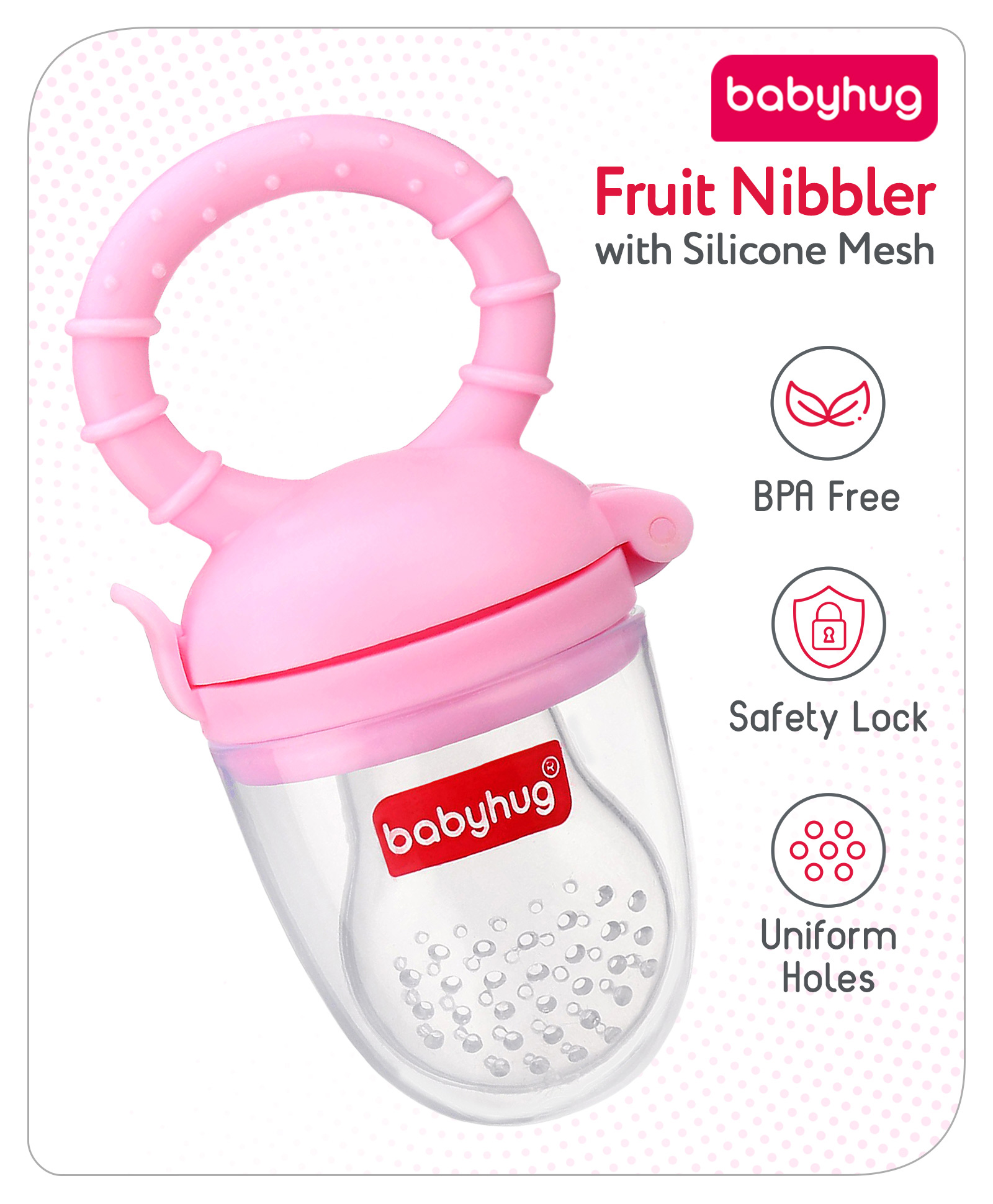 Babyhug Silicone Fruit and Food Nibbler - Pink-image-23