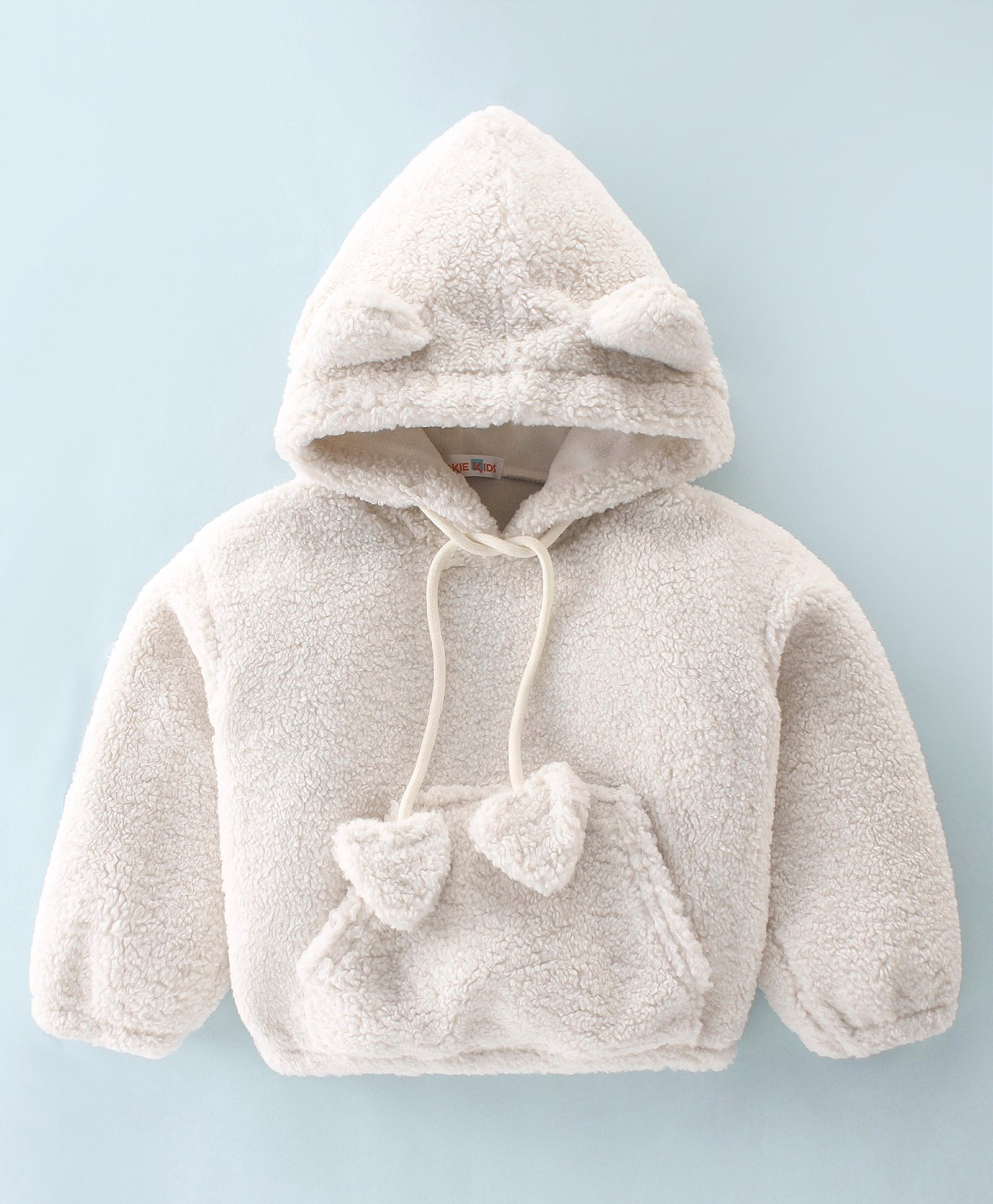 Kookie Kids Full Sleeves Hoodie Solid Colour - Beige-image-12