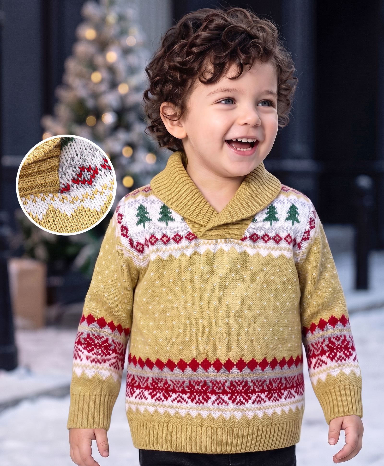 Babyoye 100% Cotton Knit Full Sleeves Textured Pullover Sweater - Brown-image-33