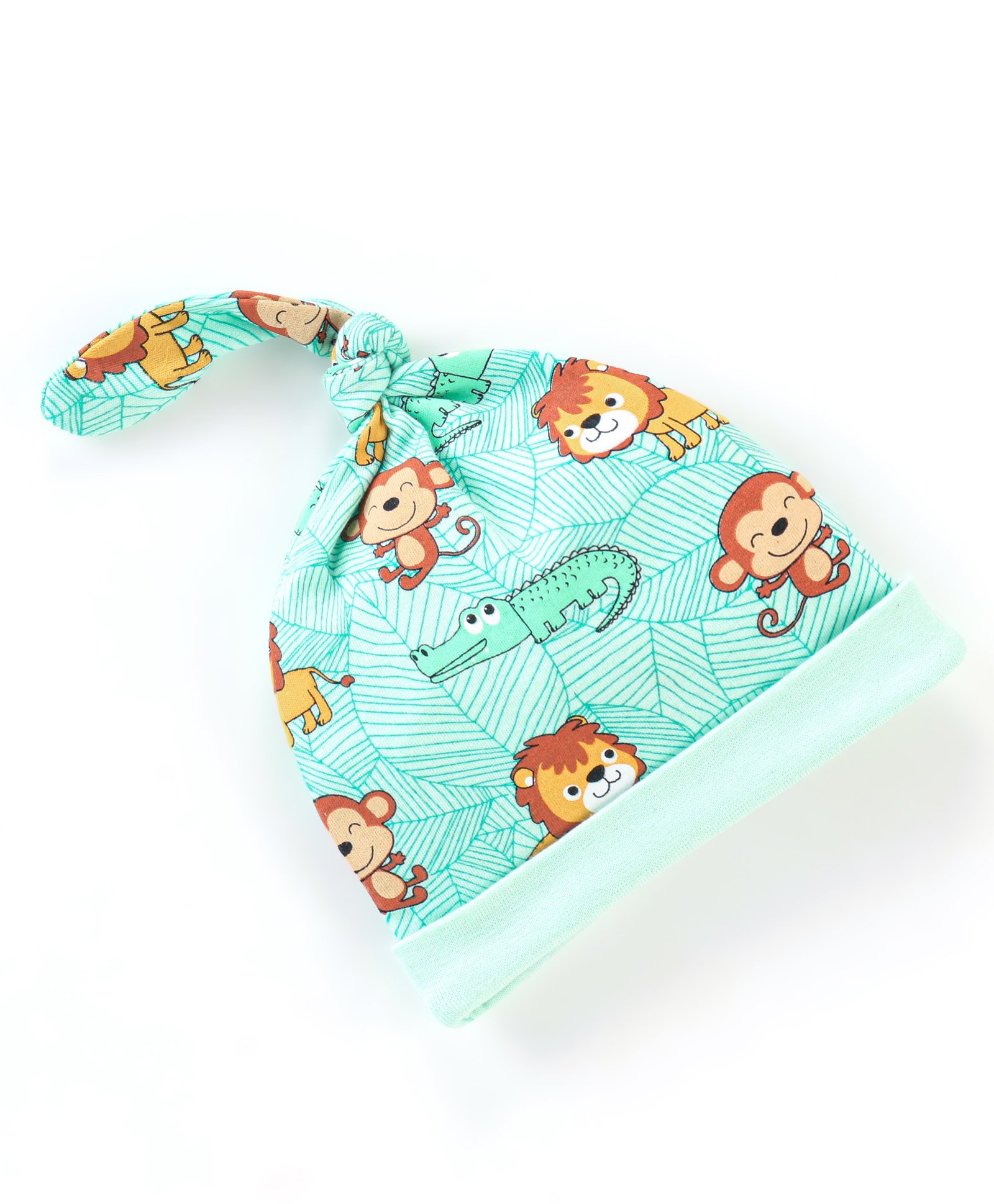 Babyhug 100% Cotton Knit Cap Animal Print- Green-image-40