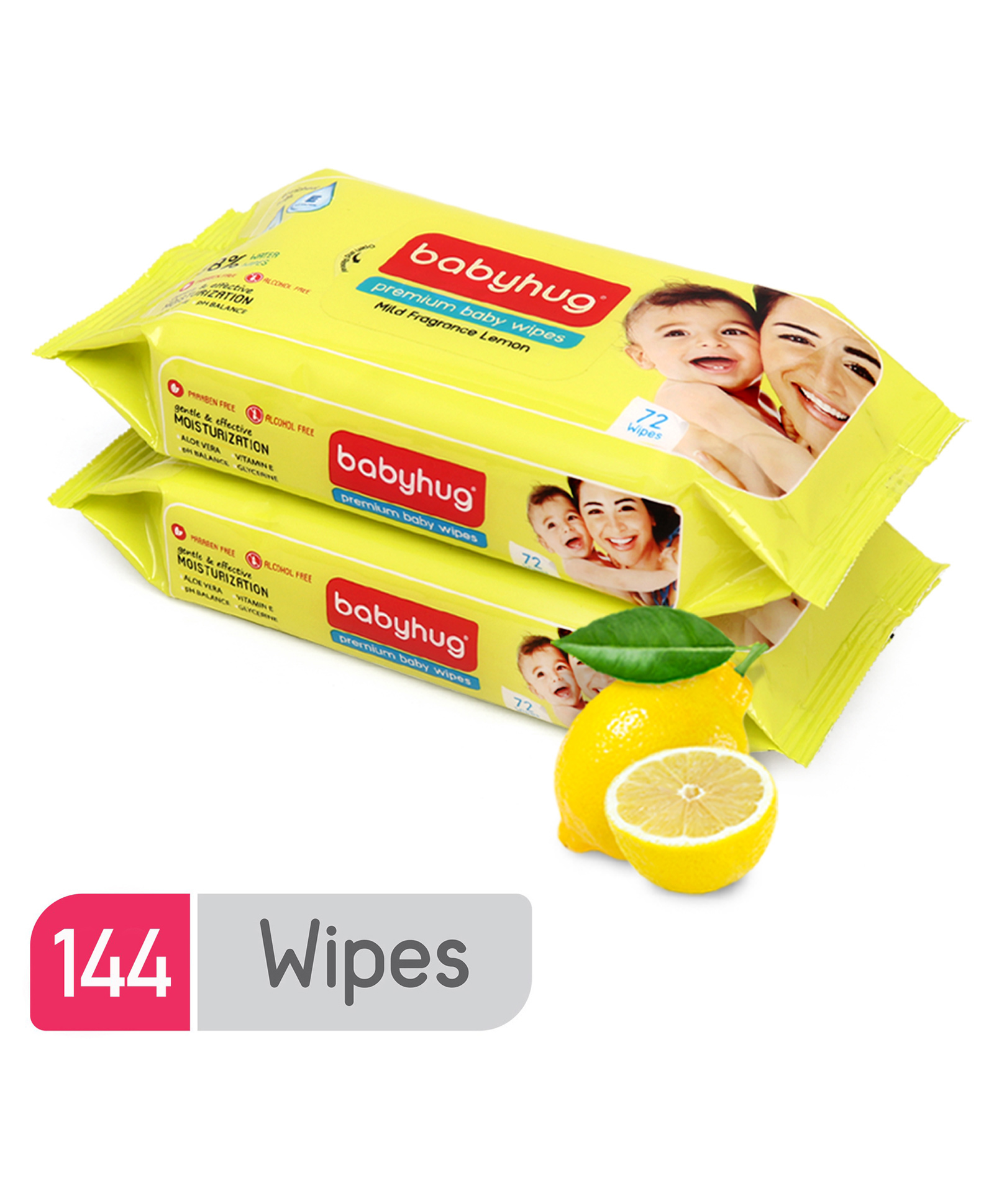 Babyhug Premium Baby Lemon Wipes Pack of 2 - 72 Pieces each-image-3