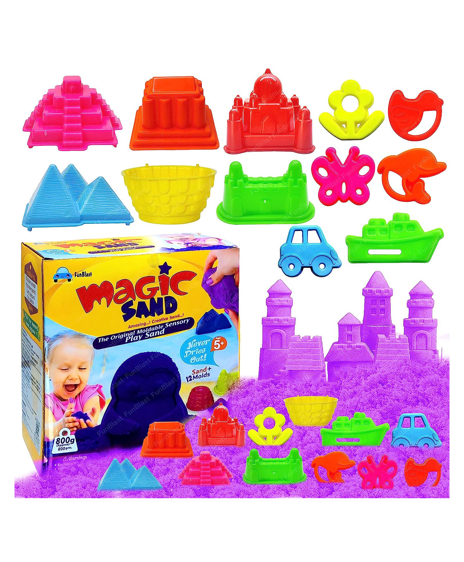 FunBlast Creative Purple Sand Sand & 12 Pcs Moulds - Multicolor-picture-28