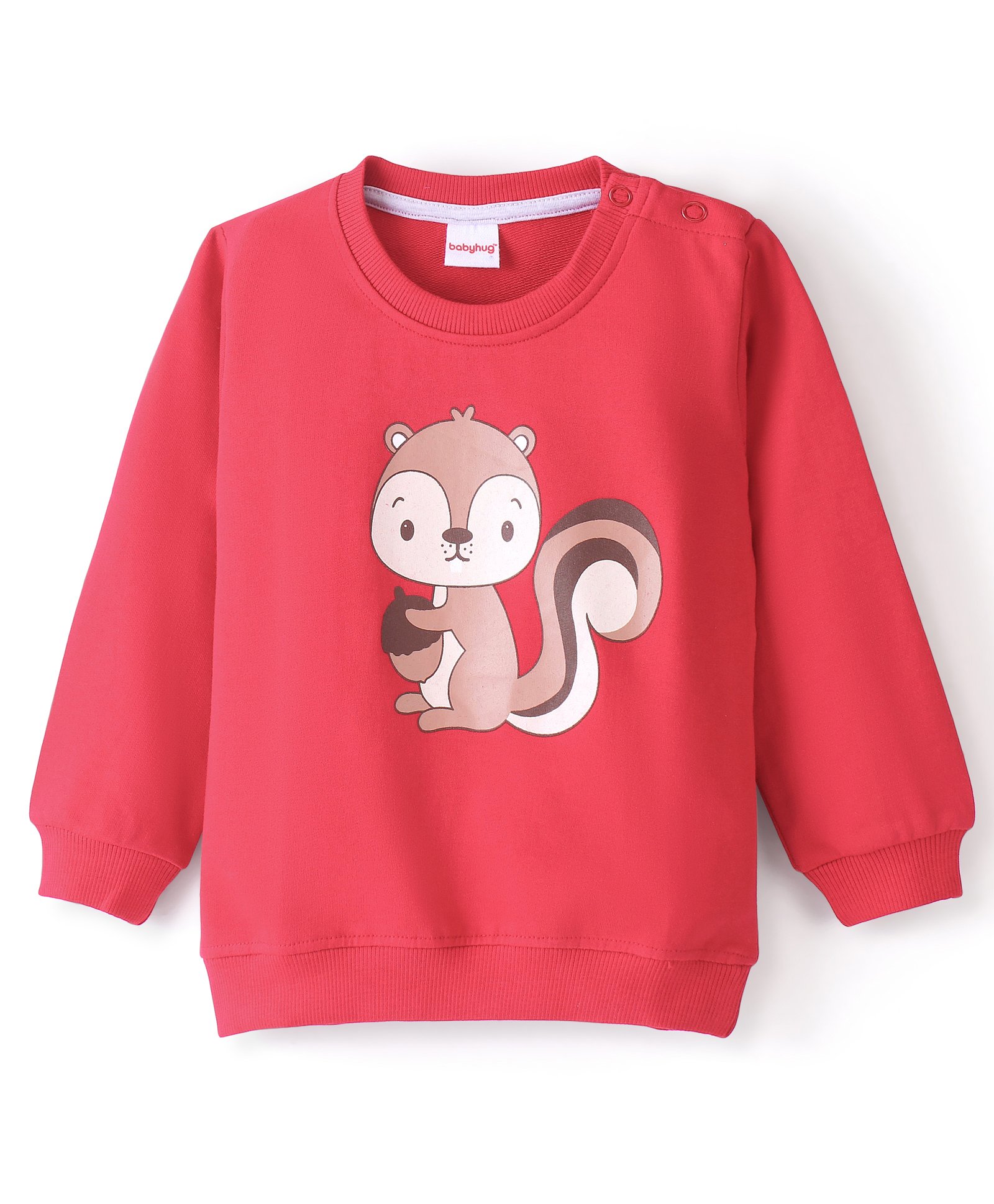 Babyhug Cotton Full Sleeves Sweatshirt with Squirrel Graphics Print - Maroon-picture-13