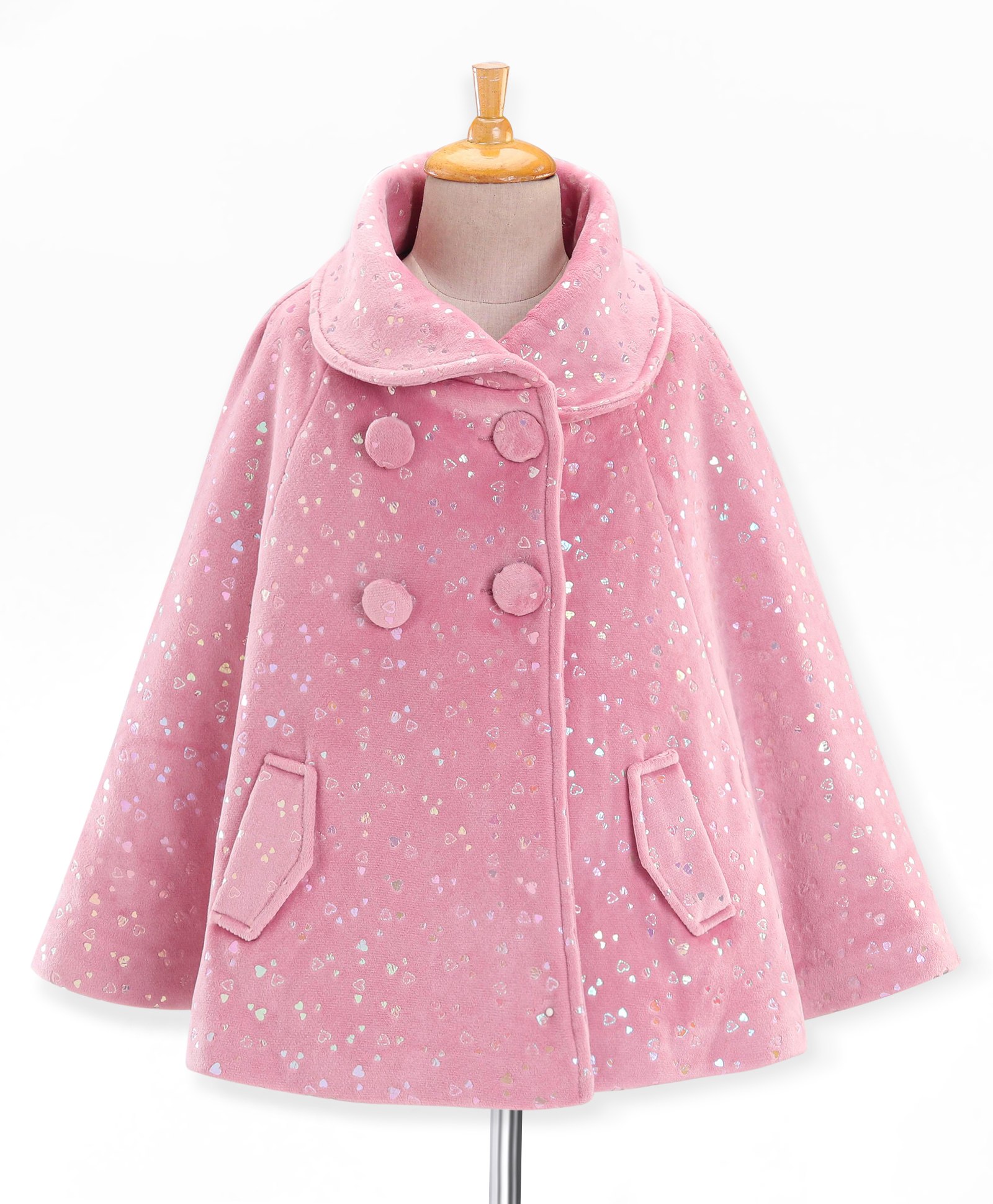 Babyhug Full Sleeves Trench Coat Heart Print - Pink-image-3