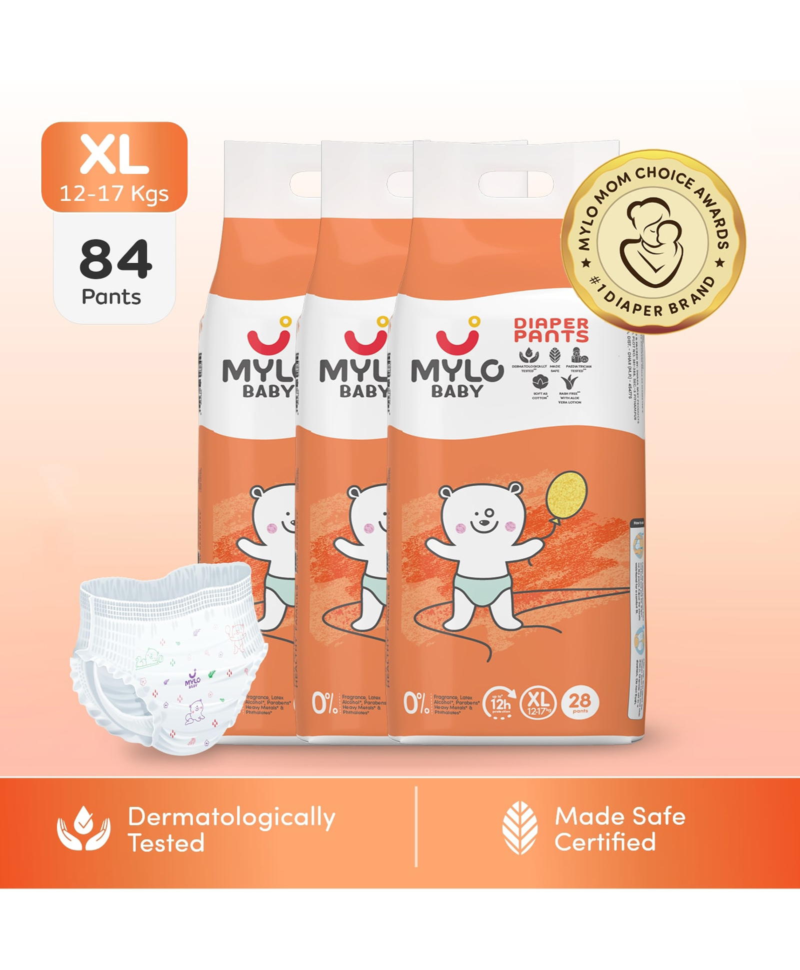 Mylo Baby Diaper Pants Extra Large (XL) Size with ADL Technology 12 Hours Protection - 84 Pieces-image-37