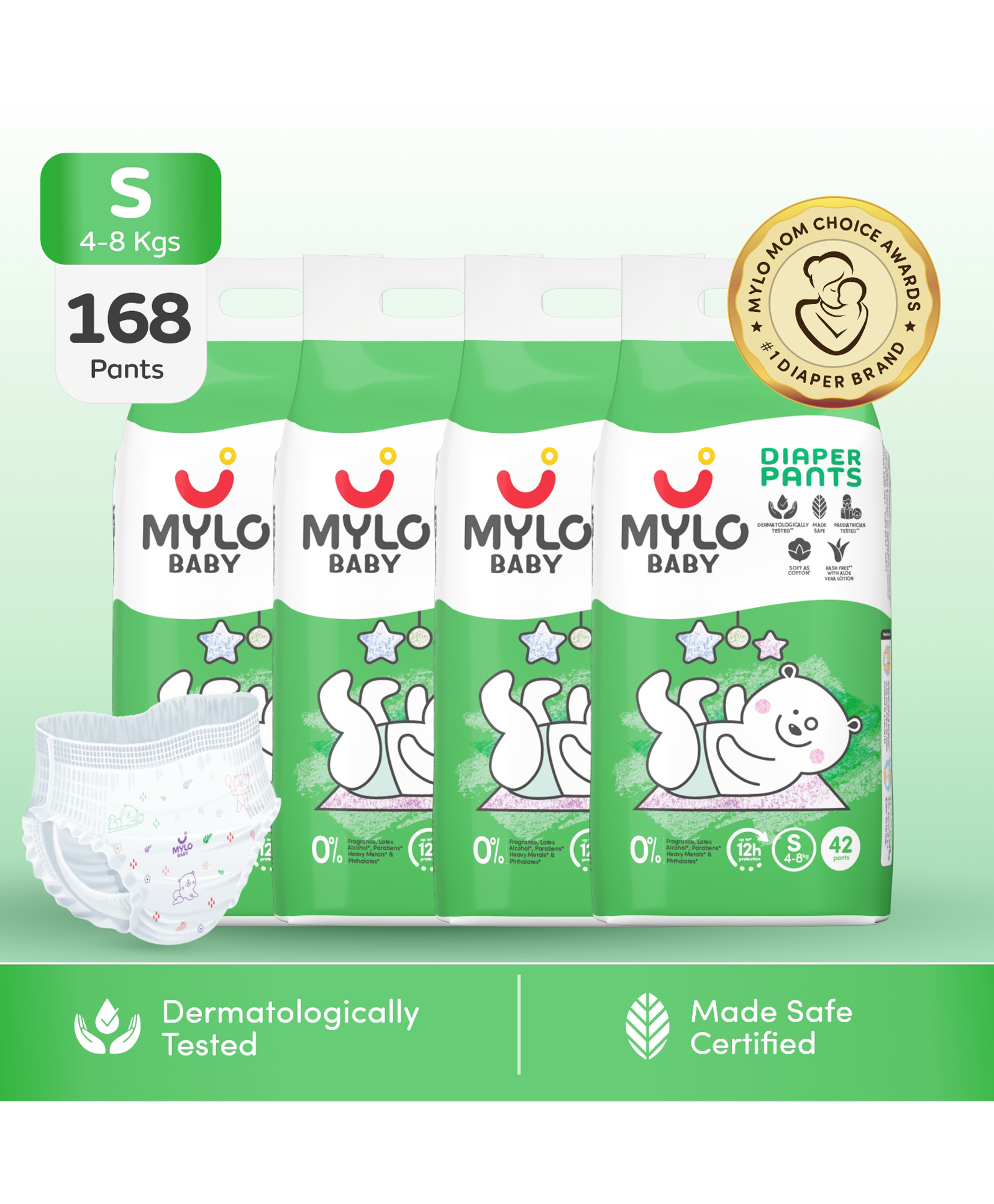 Mylo Baby Diaper Pants Small (S) Size ADL Technology 12 Hours Protection Pack of 4 - 168 Pieces-picture-37