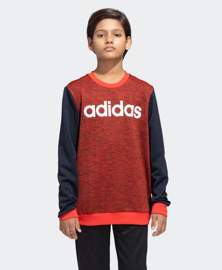 Adidas Kids Cotton Full Sleeves Sports Sweatshirt Logo Print- Red & Blue-image-41