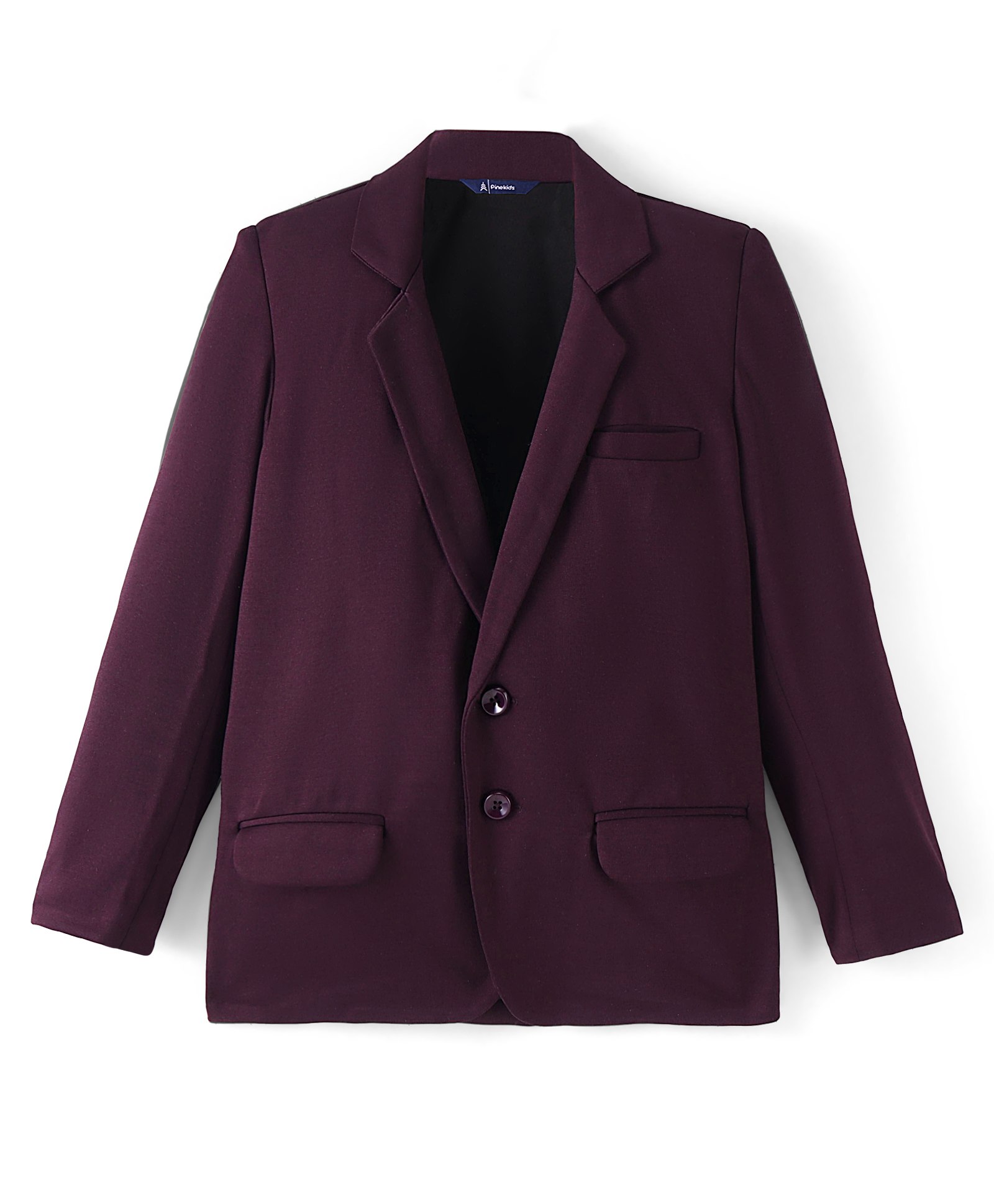 Pine Kids Full Sleeves Knitted Solid Colour Blazer - Wine-picture-15