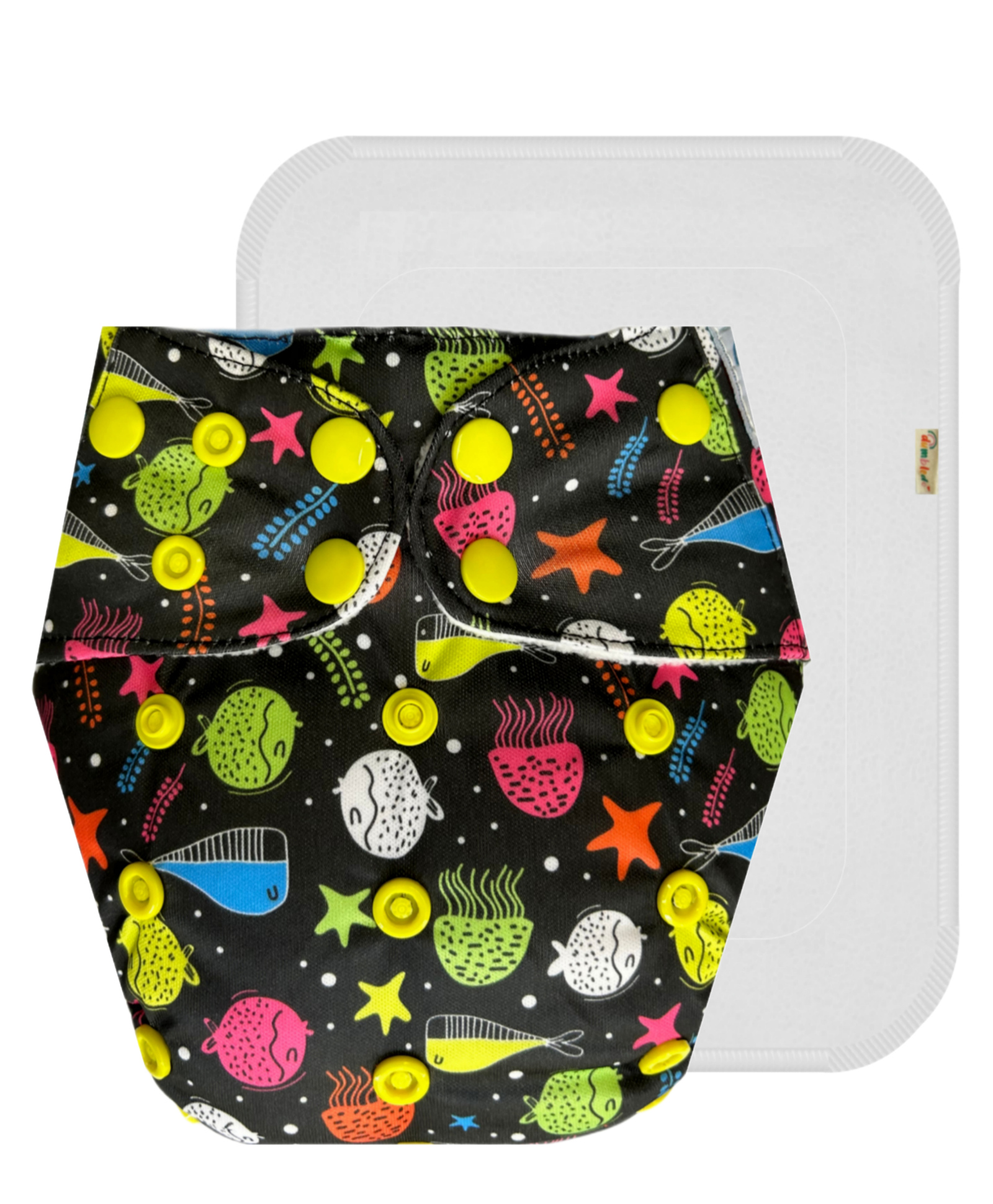 Dumbledo Cloth Diaper Reusable Adjustable Free Size Leak Proof Eco-Friendly Quick Dry Without Insert Pack of 1 - Black-image-29