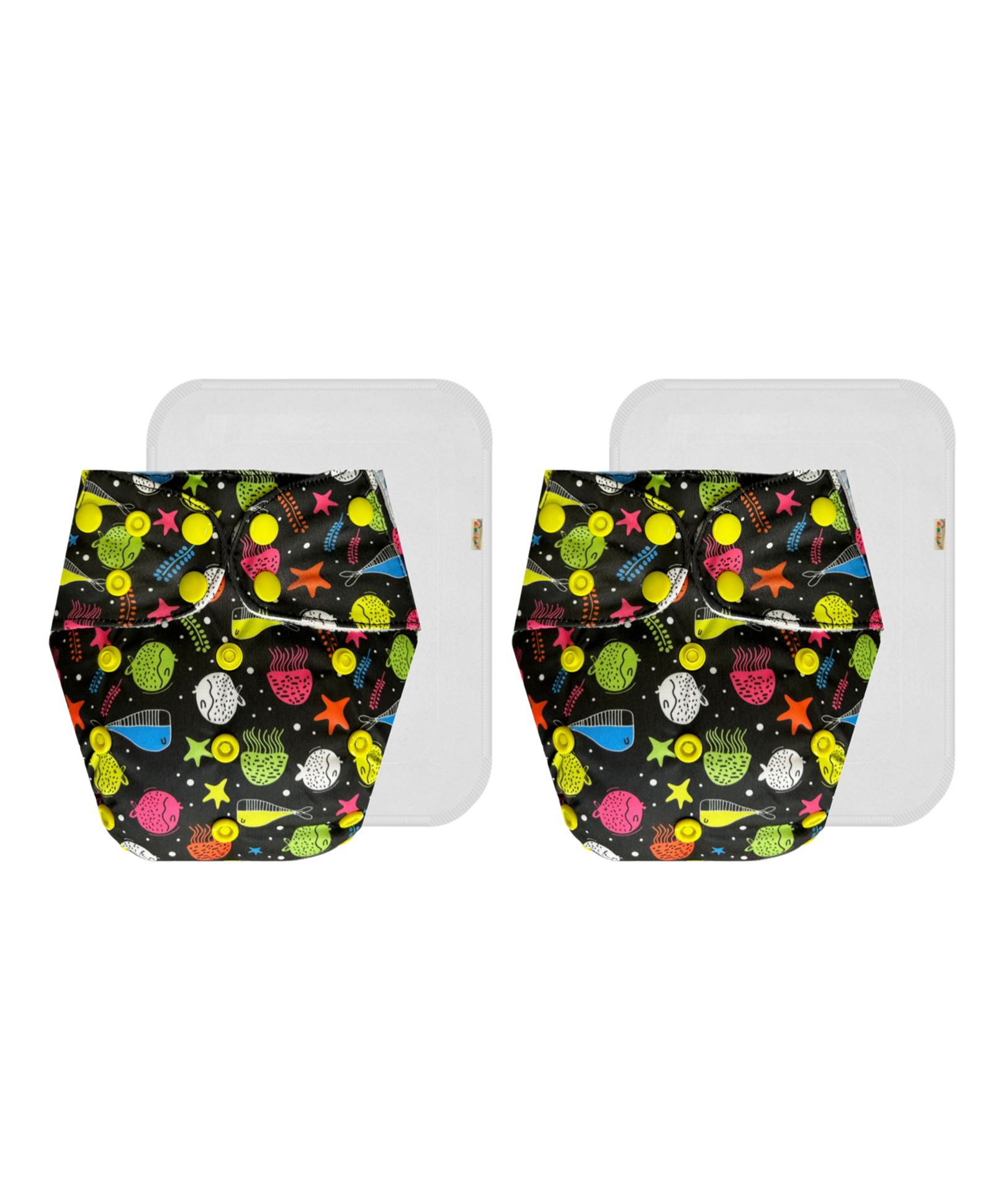 Dumbledo Cloth Diaper Reusable Adjustable Free Size Leak Proof Eco-Friendly Quick Dry Without Insert Pack of 2 - Black-image-49
