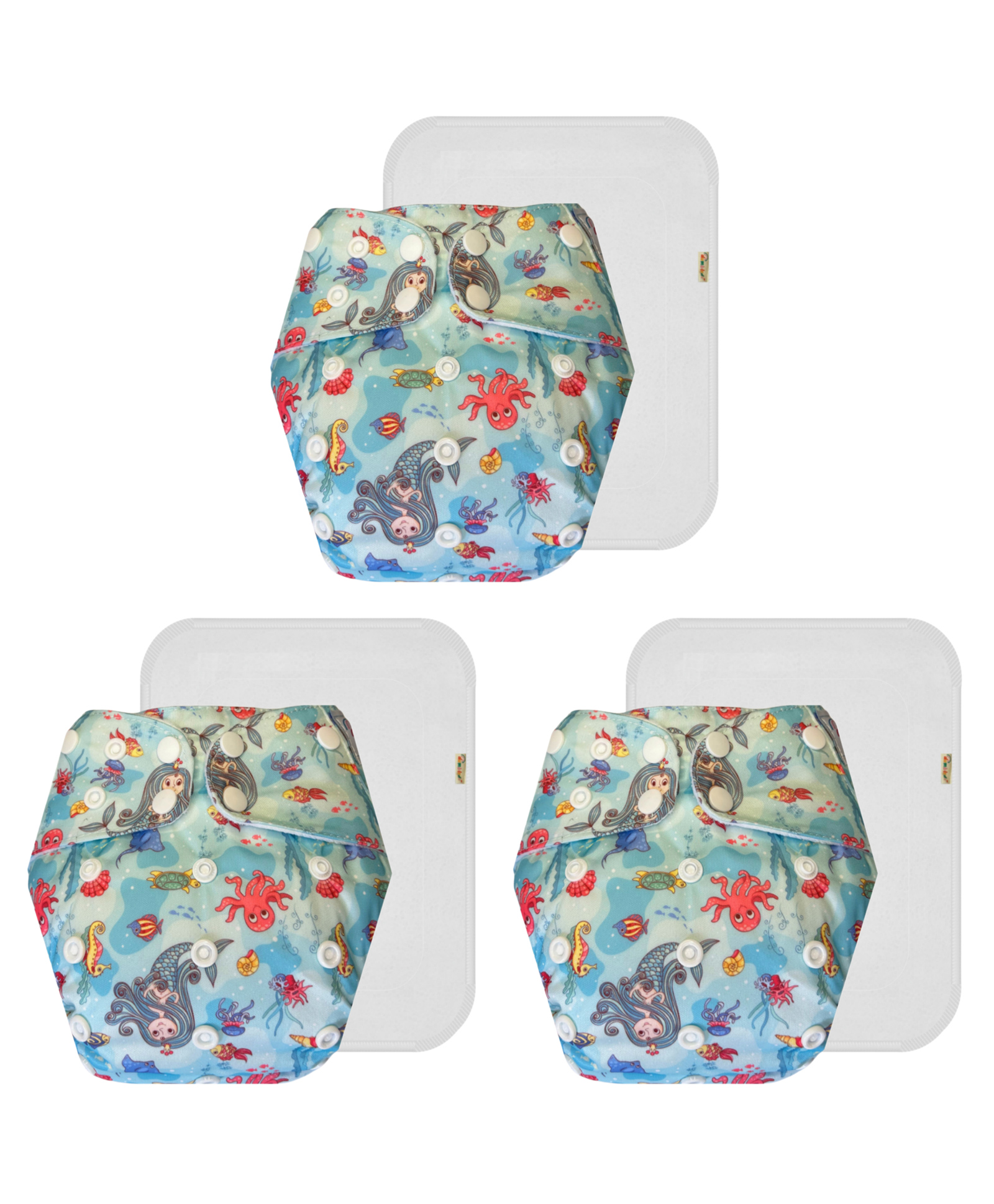 Dumbledo Cloth Diaper Reusable Adjustable Free Size Leak Proof Eco-Friendly Quick Dry Unisex Without Insert Pack of 3 - Blue-image-26
