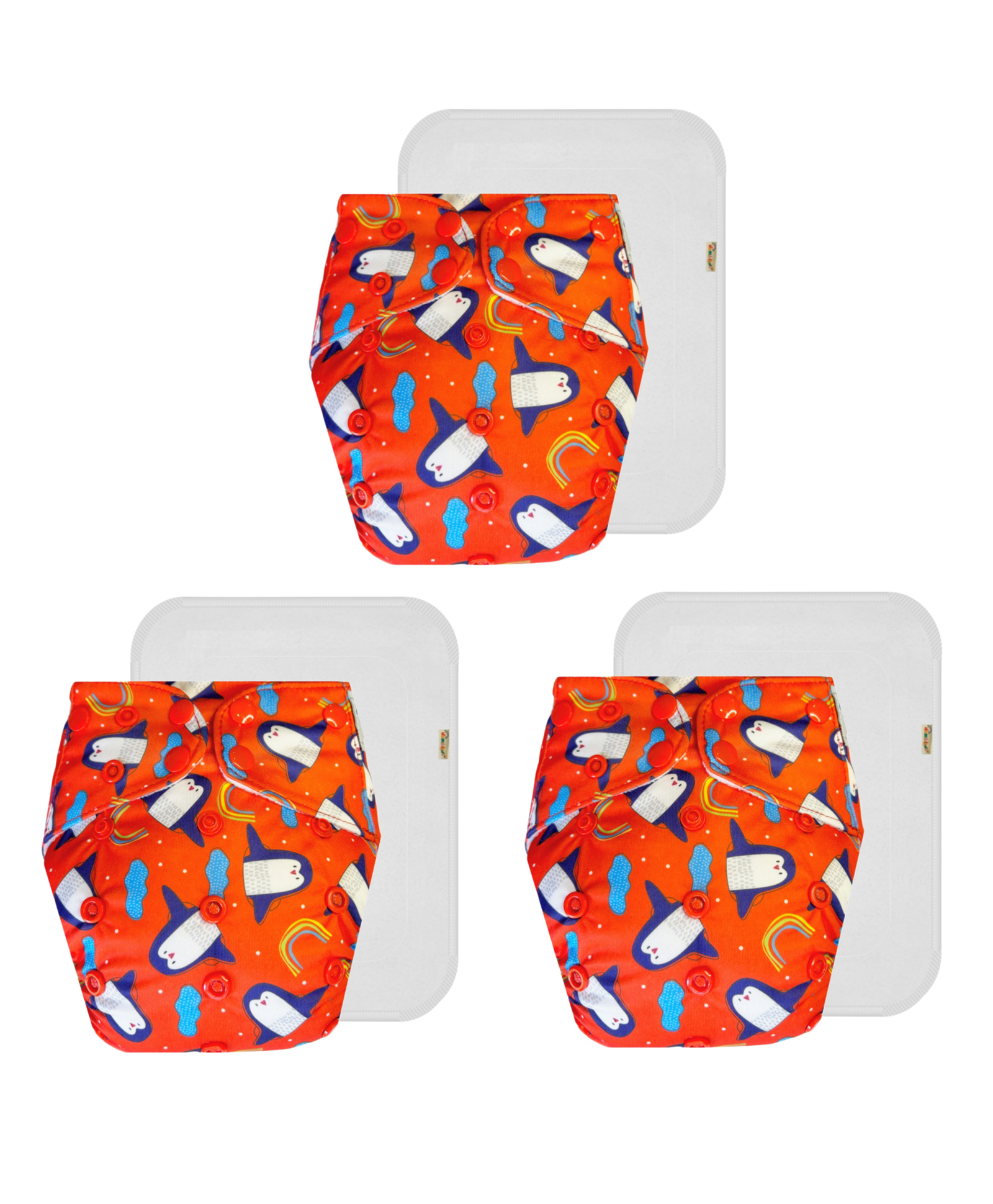 Dumbledo Cloth Diaper Free Size Leak Proof Eco-Friendly Reusable Adjustable Quick Dry Unisex Without Insert Pack of 3 - Red-image-37