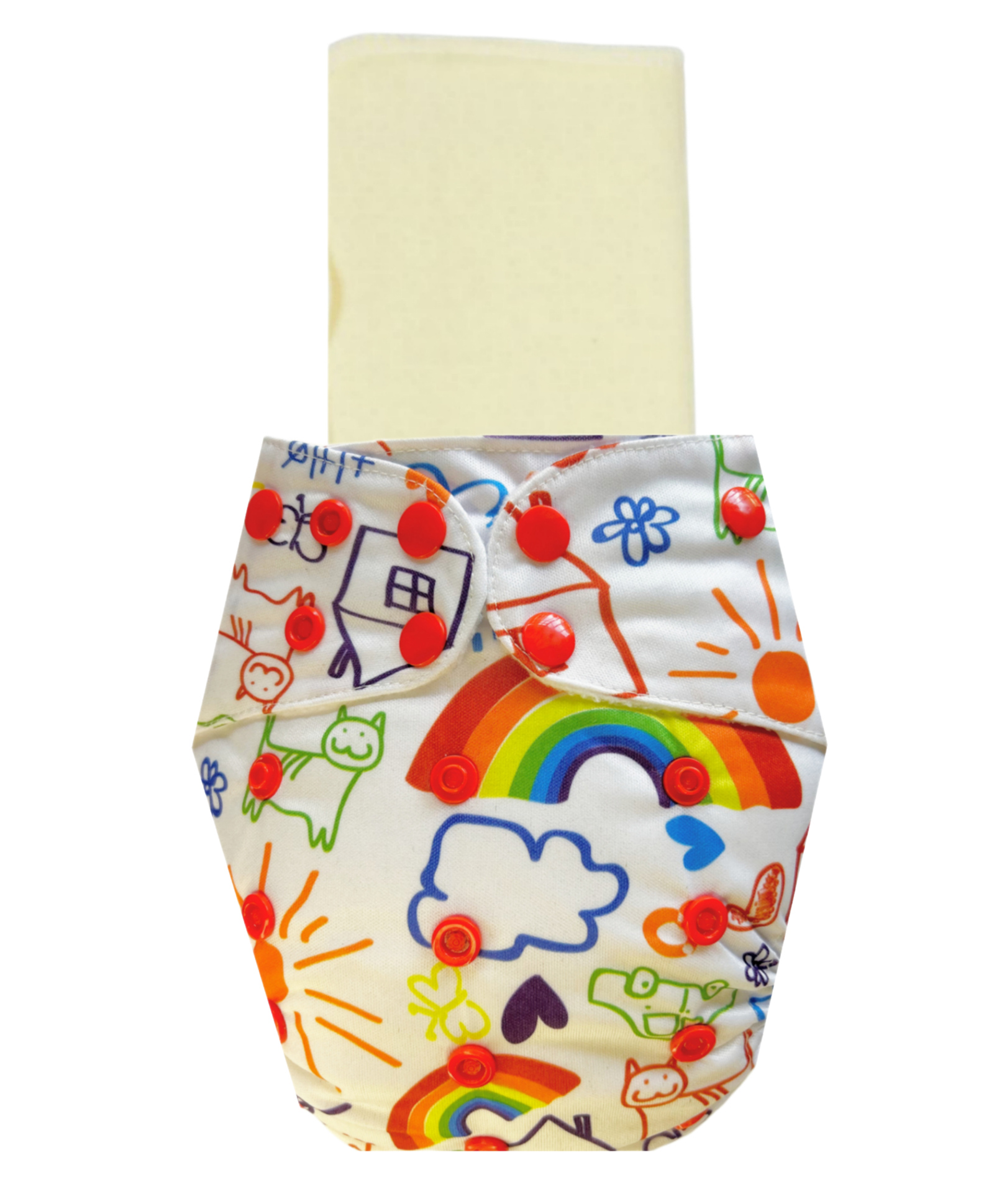 Dumbledo Cloth Diaper Reusable Adjustable Free Size Leak Proof Eco-Friendly Quick Dry Unisex With Insert Pack of 1 - White-image-28