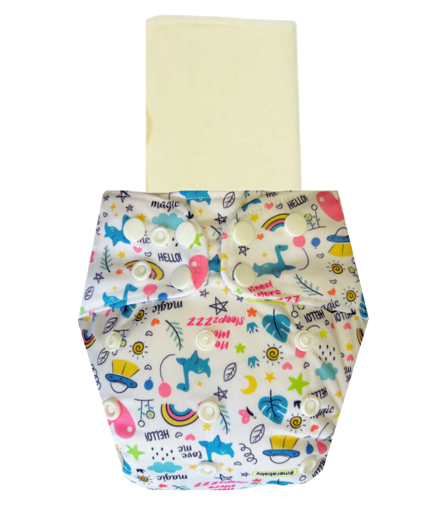 Dumbledo Cloth Diaper Free Size Leak Proof Eco-Friendly Reusable Adjustable Quick Dry Unisex With Insert Pack of 1 - White-image-39