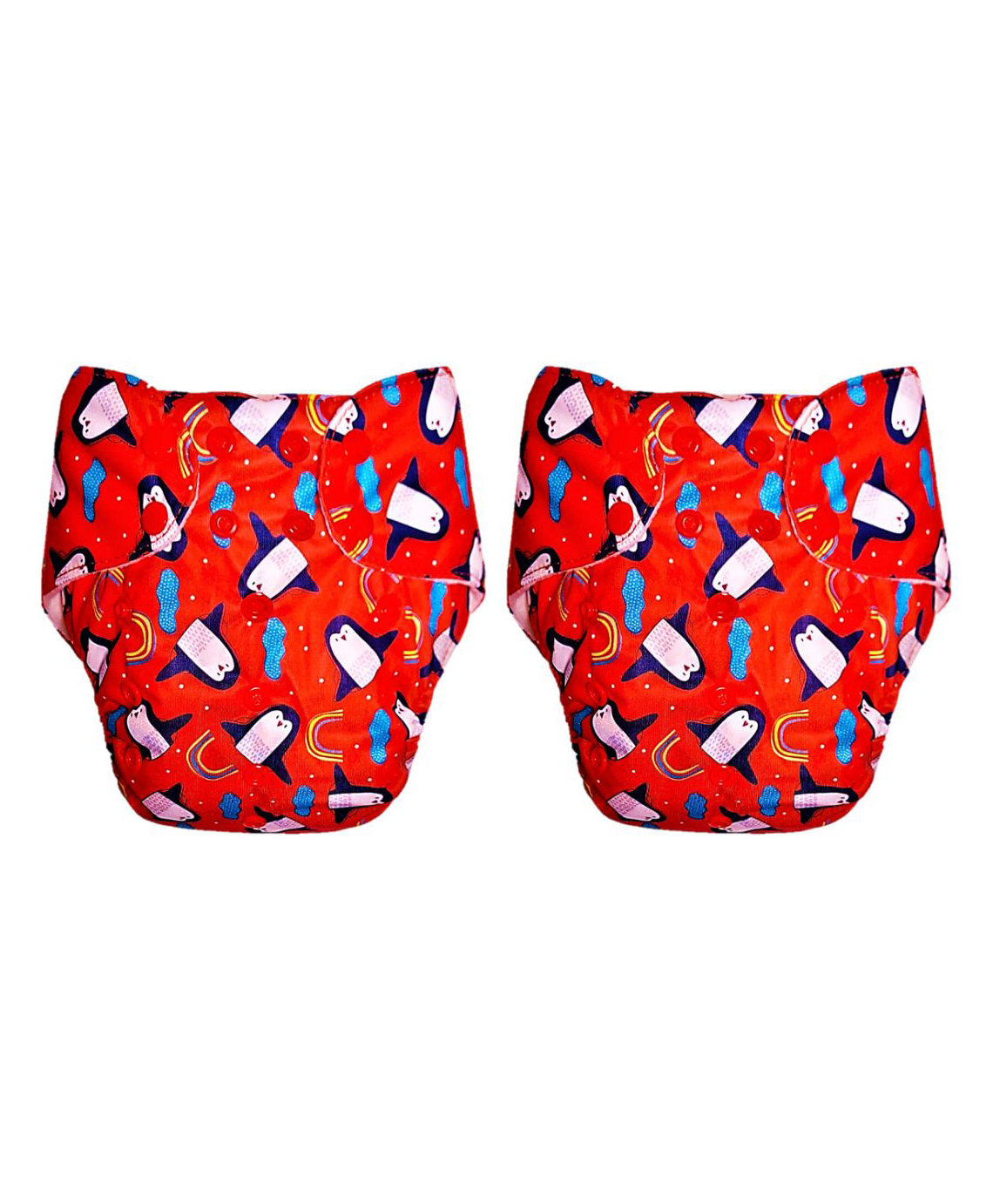 Dumbledo Cloth Diaper Free Size Leak Proof Eco-Friendly Reusable Adjustable Quick Dry Unisex Without Insert Pack of 2 - Red-image-34